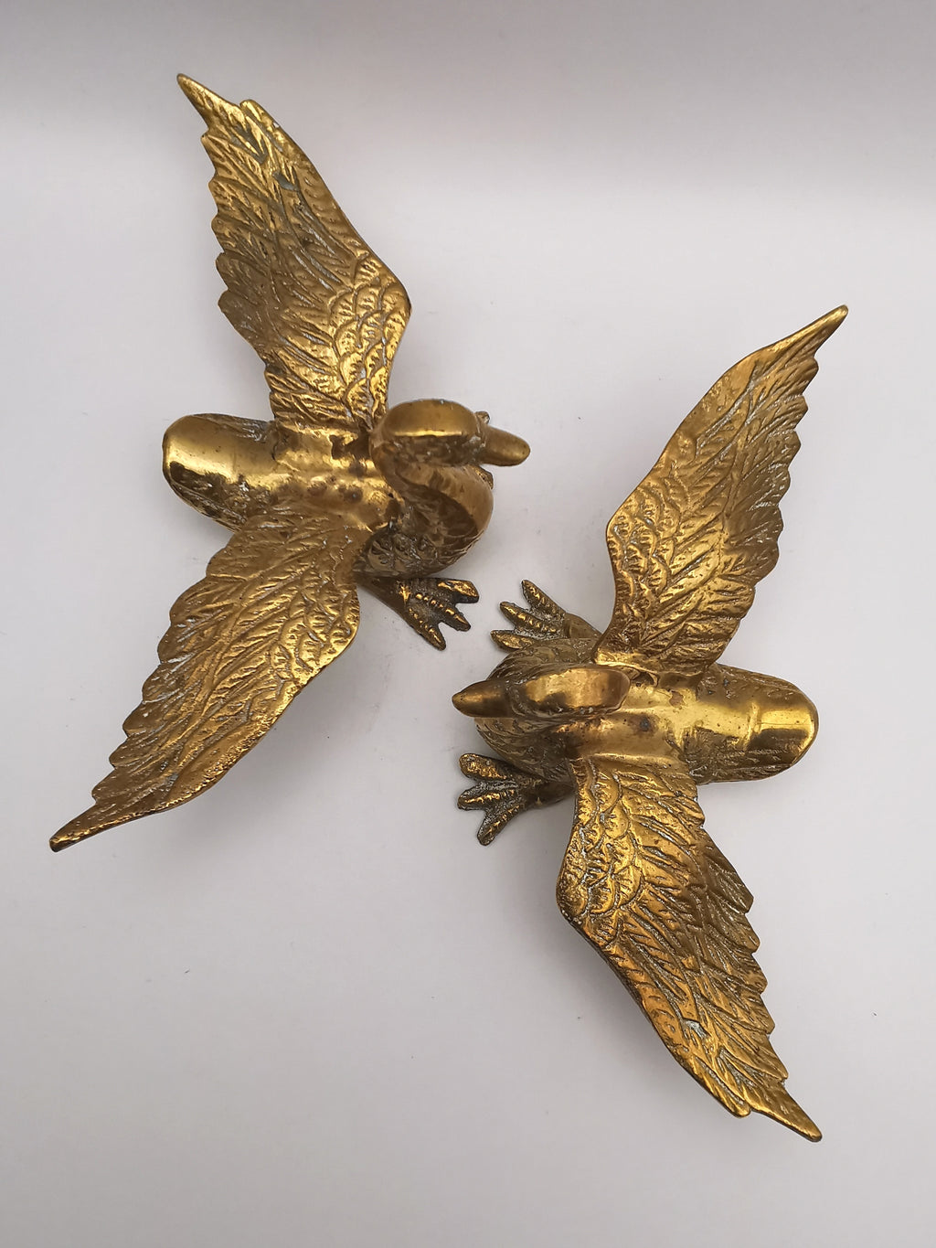 Pair of Vintage Brass Flying /Spread Wings Birds Ornaments,  Geese Swans Figurines