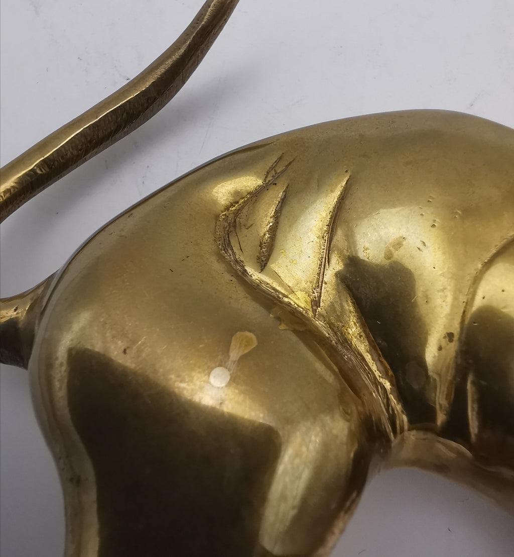 Vintage Mid-Century Solid Brass Cat Figurine – Arched Back Feline Ornament