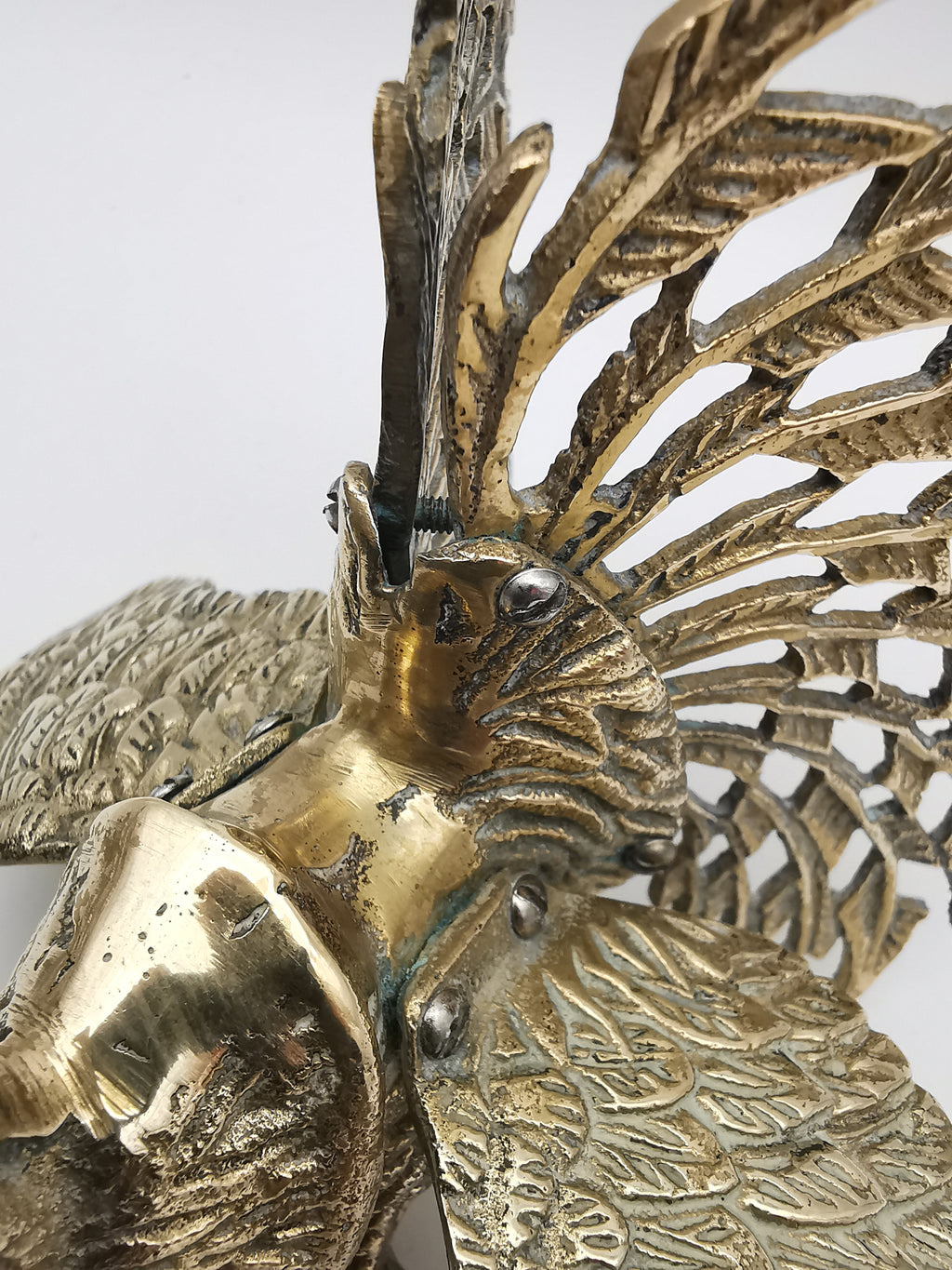 Vintage Brass Fighting Roosters Pair - Mid-Century Modern Ornate Cockerel Figurines