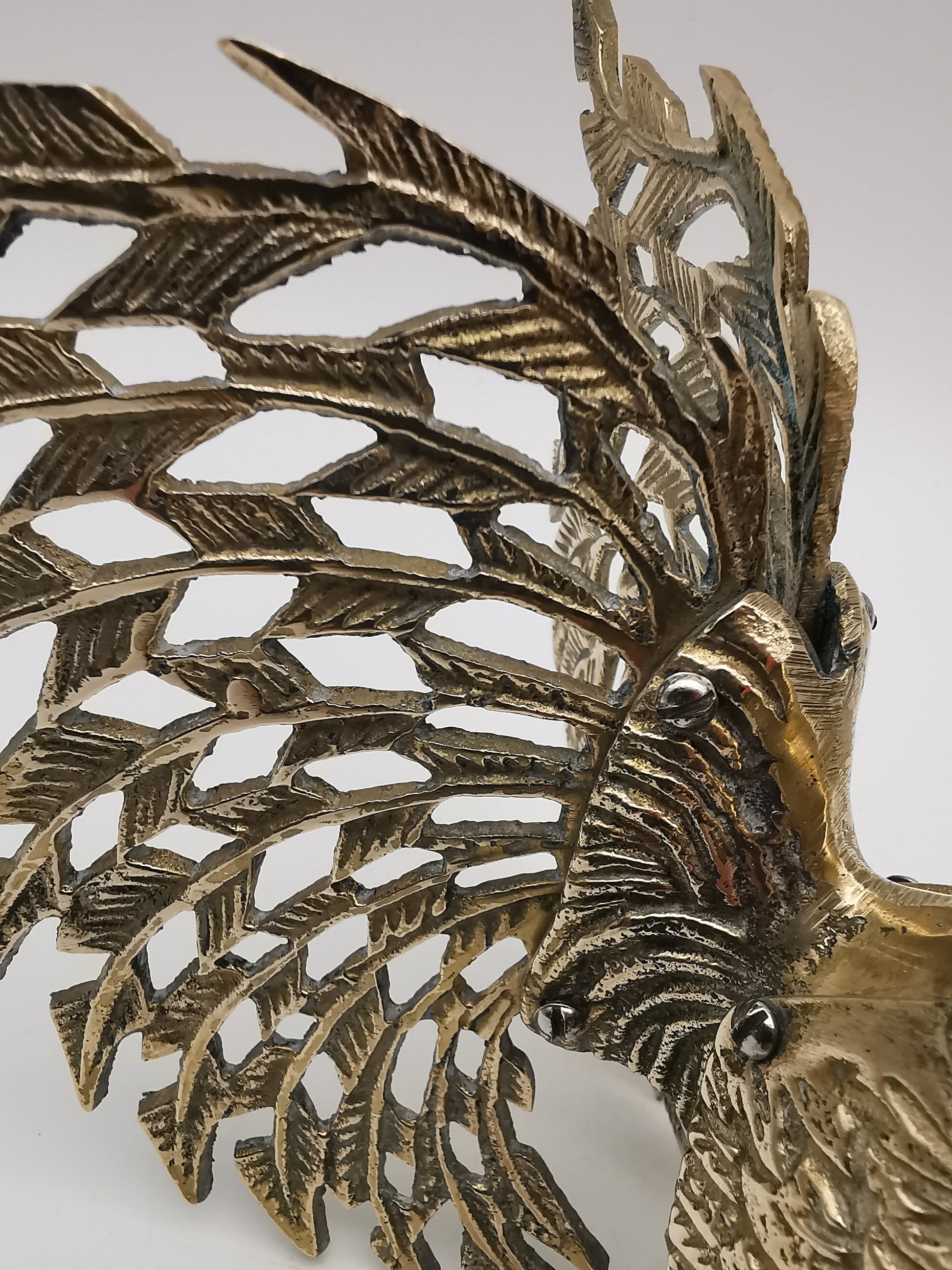 Vintage Brass Fighting Roosters Pair - Mid-Century Modern Ornate Cockerel Figurines