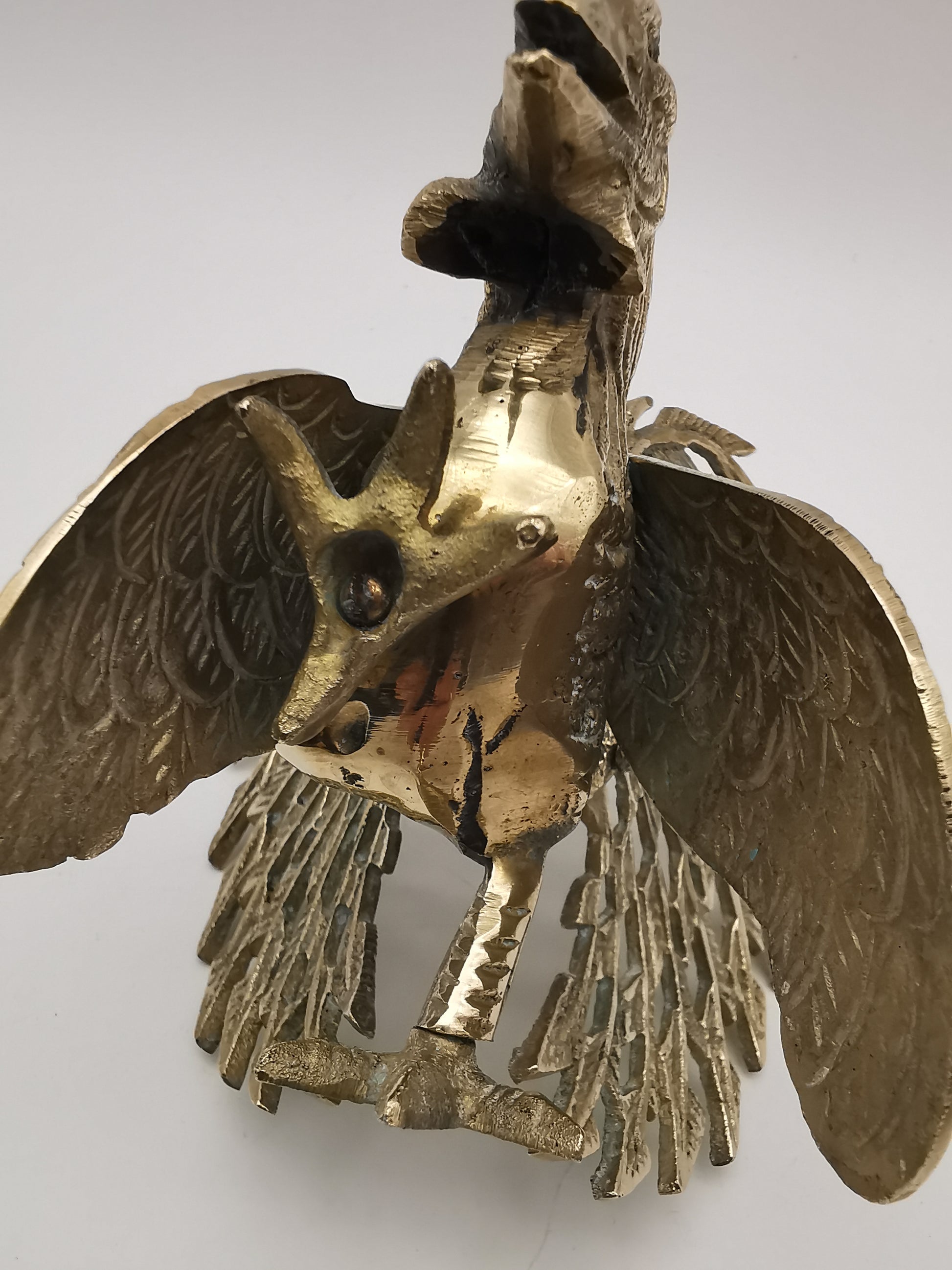 Vintage Brass Fighting Roosters Pair - Mid-Century Modern Ornate Cockerel Figurines