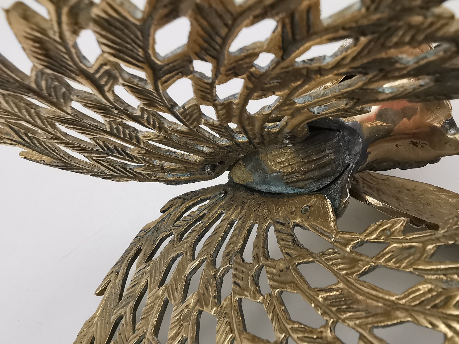 Vintage Brass Fighting Roosters Pair - Mid-Century Modern Ornate Cockerel Figurines