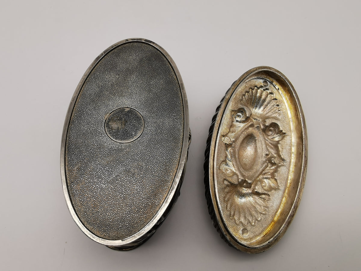 Vintage Silver Plated Oval Relief Jewellery Box