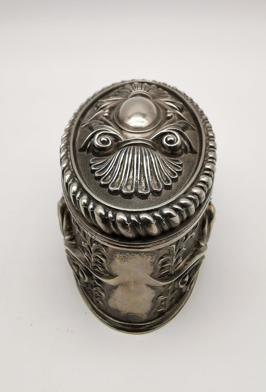 Vintage Silver Plated Oval Relief Jewellery Box