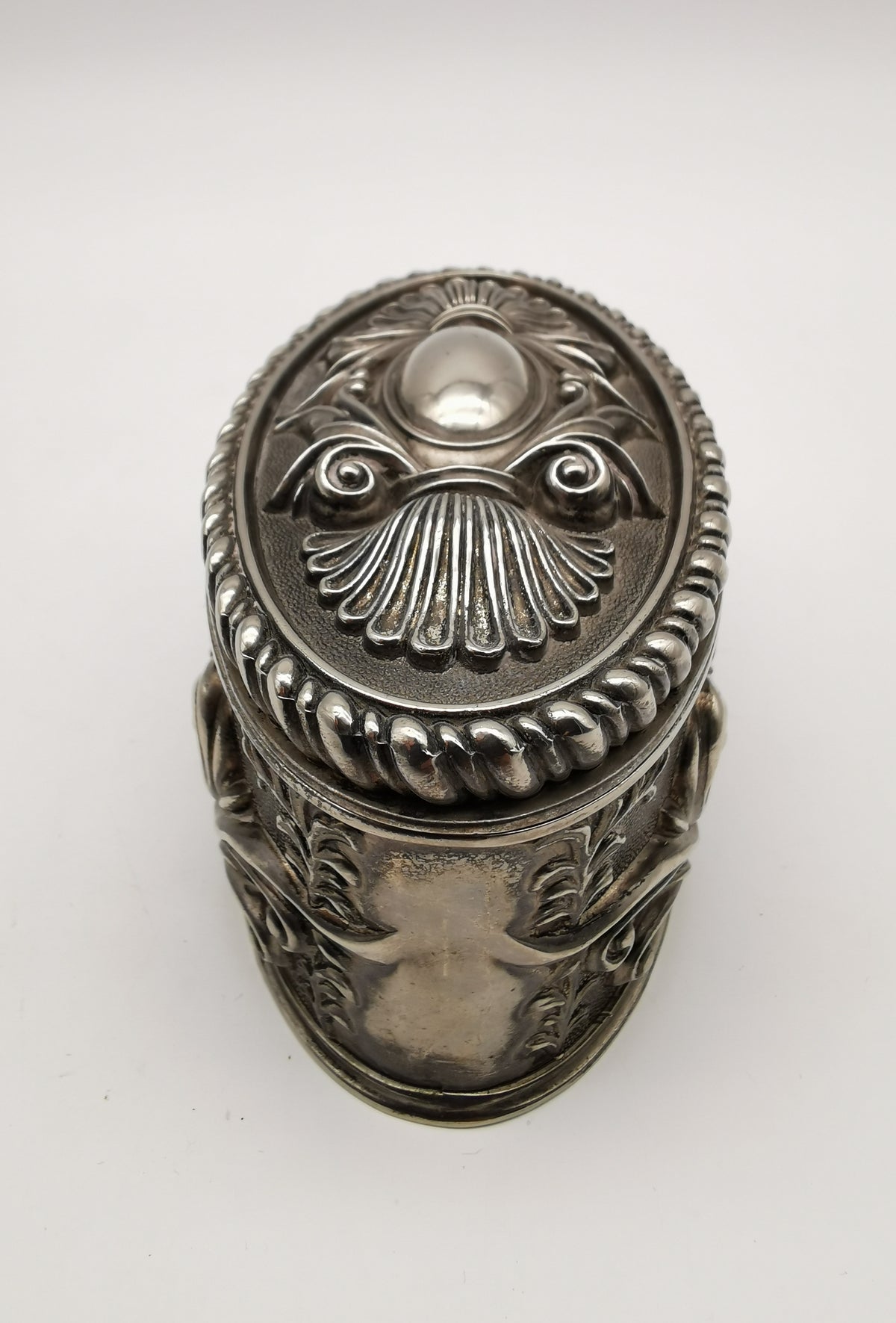 Vintage Silver Plated Oval Relief Jewellery Box