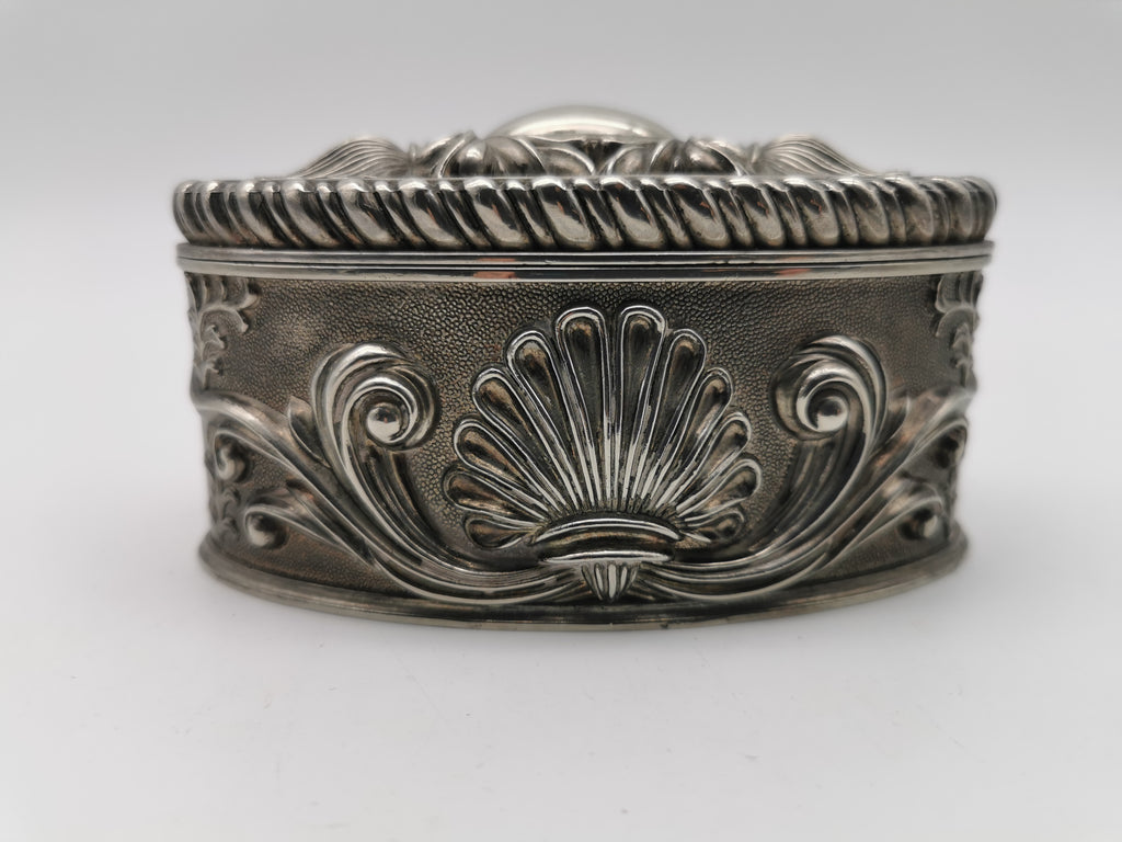 Vintage Silver Plated Oval Relief Jewellery Box