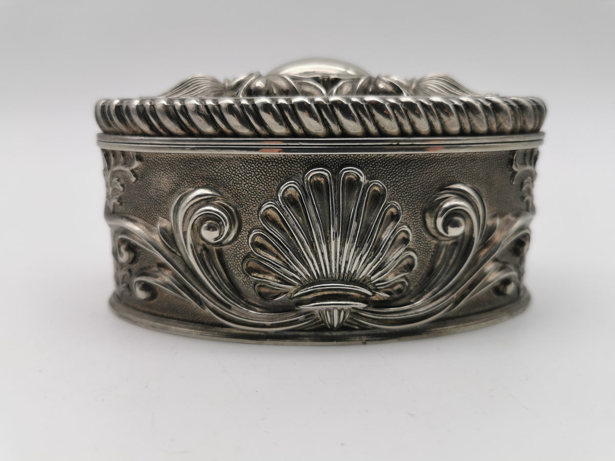 Vintage Silver Plated Oval Relief Jewellery Box