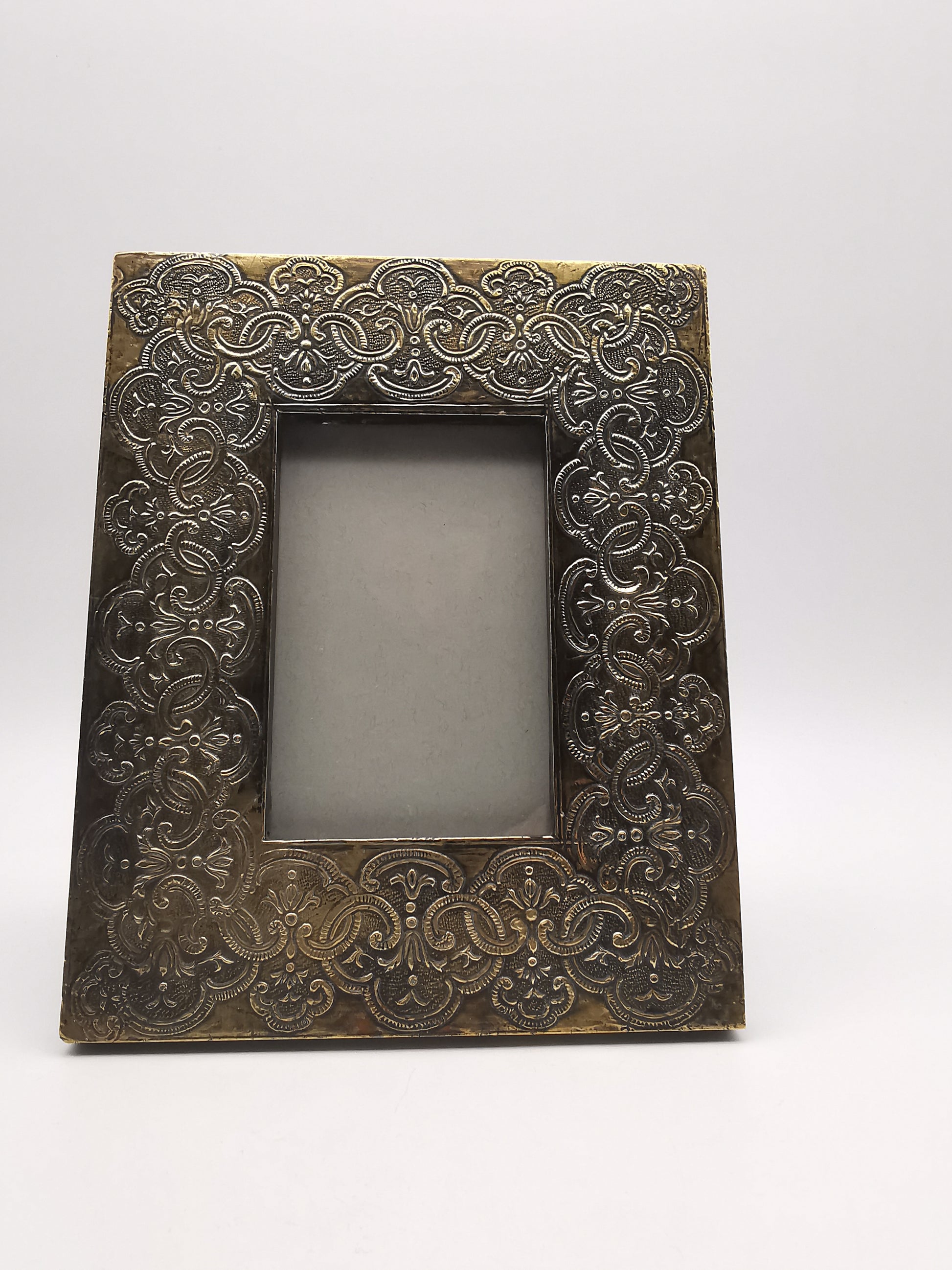 Embossed Brass on Wood Picture Frame