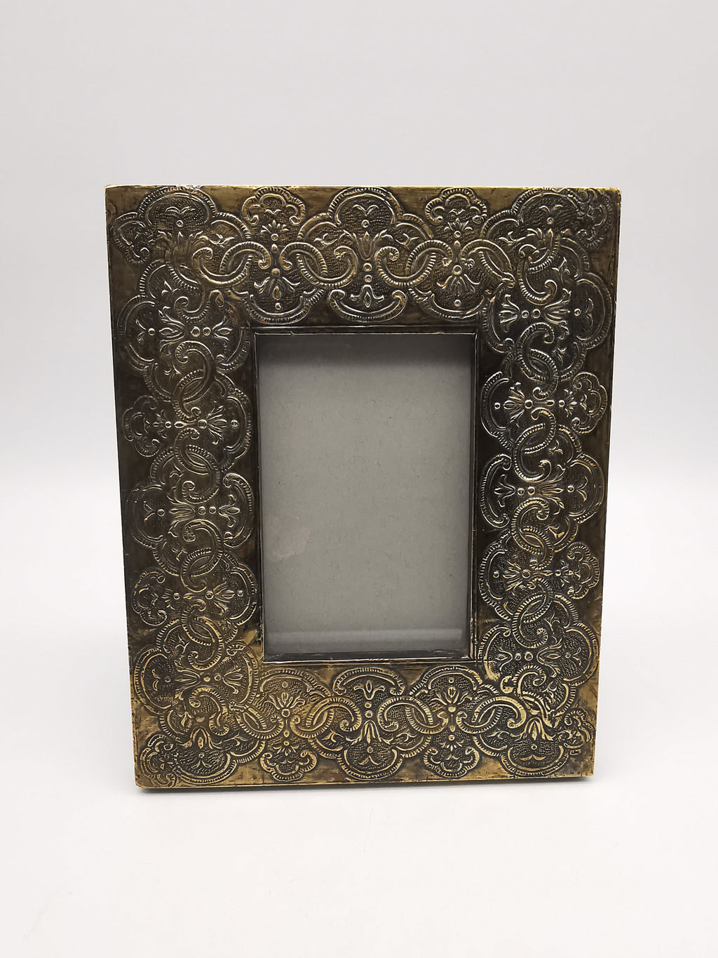 Embossed Brass on Wood Picture Frame
