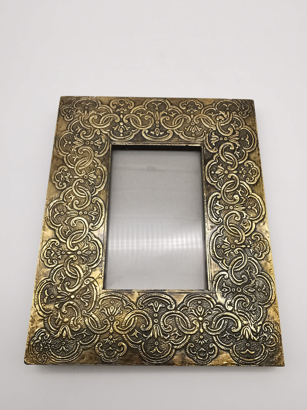 Embossed Brass on Wood Picture Frame