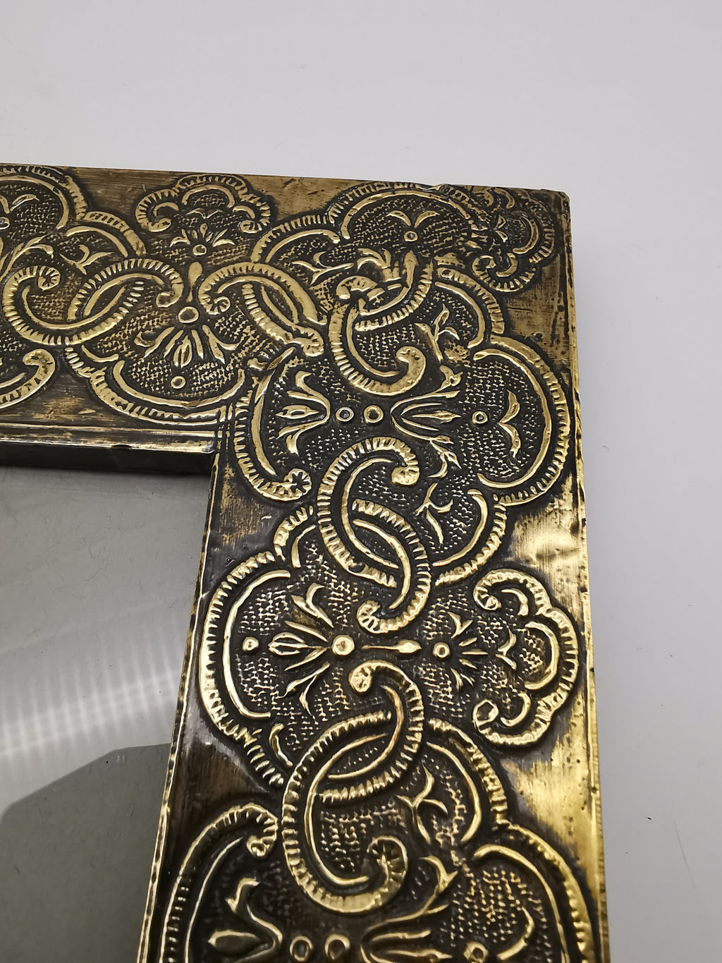 Embossed Brass on Wood Picture Frame