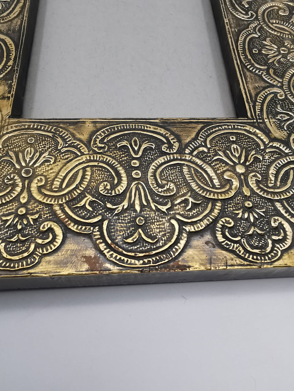 Embossed Brass on Wood Picture Frame