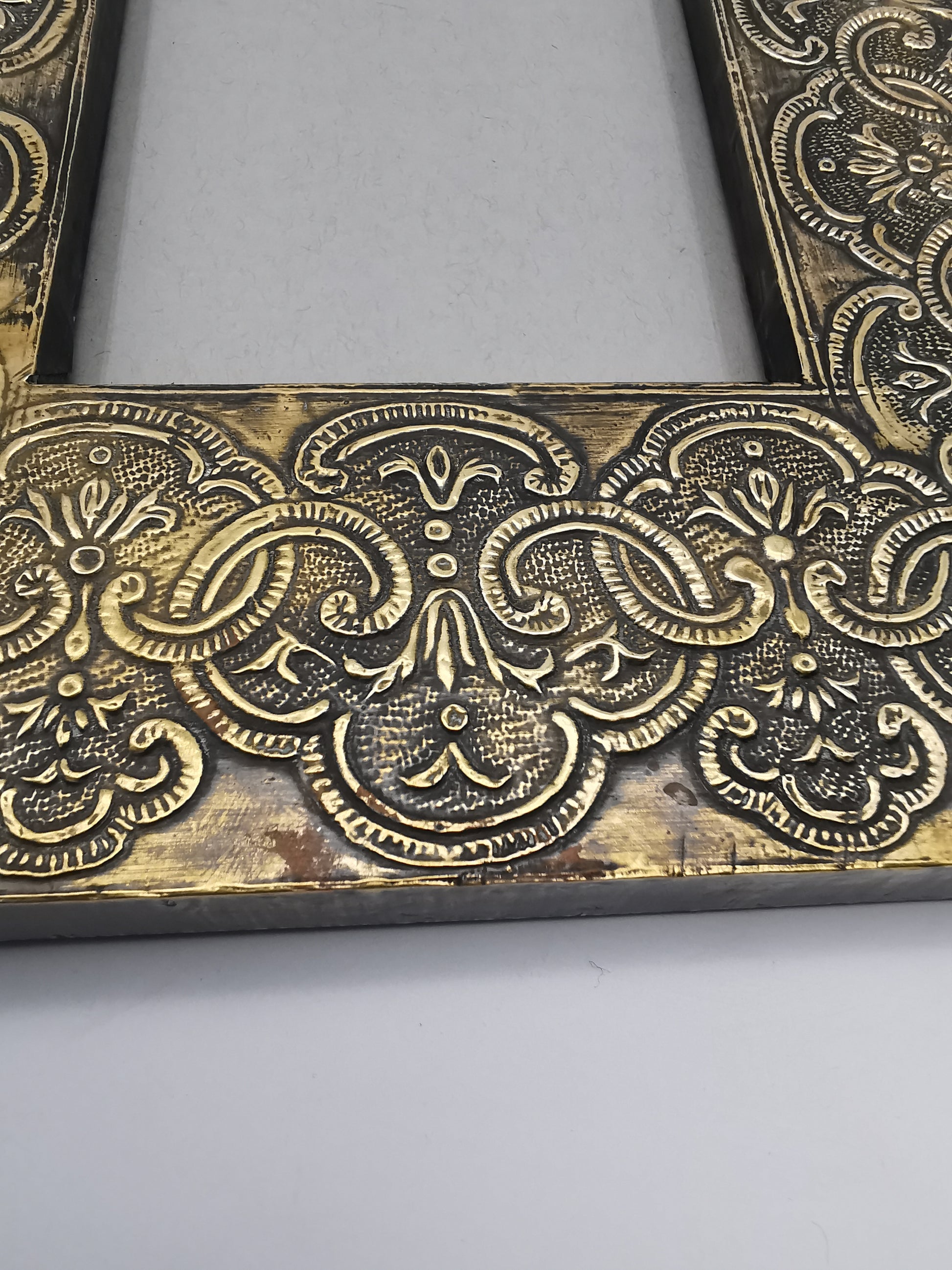 Embossed Brass on Wood Picture Frame