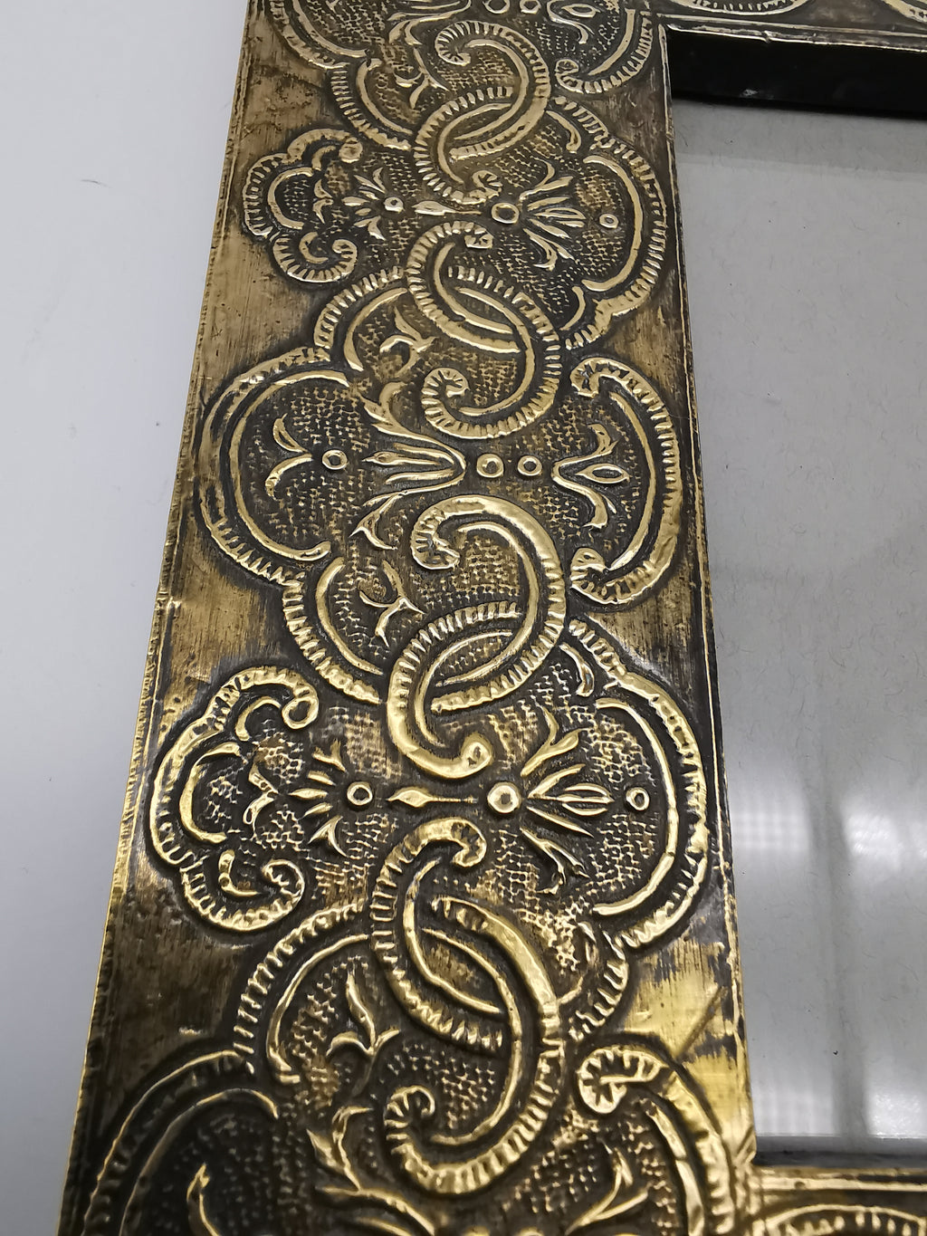 Embossed Brass on Wood Picture Frame