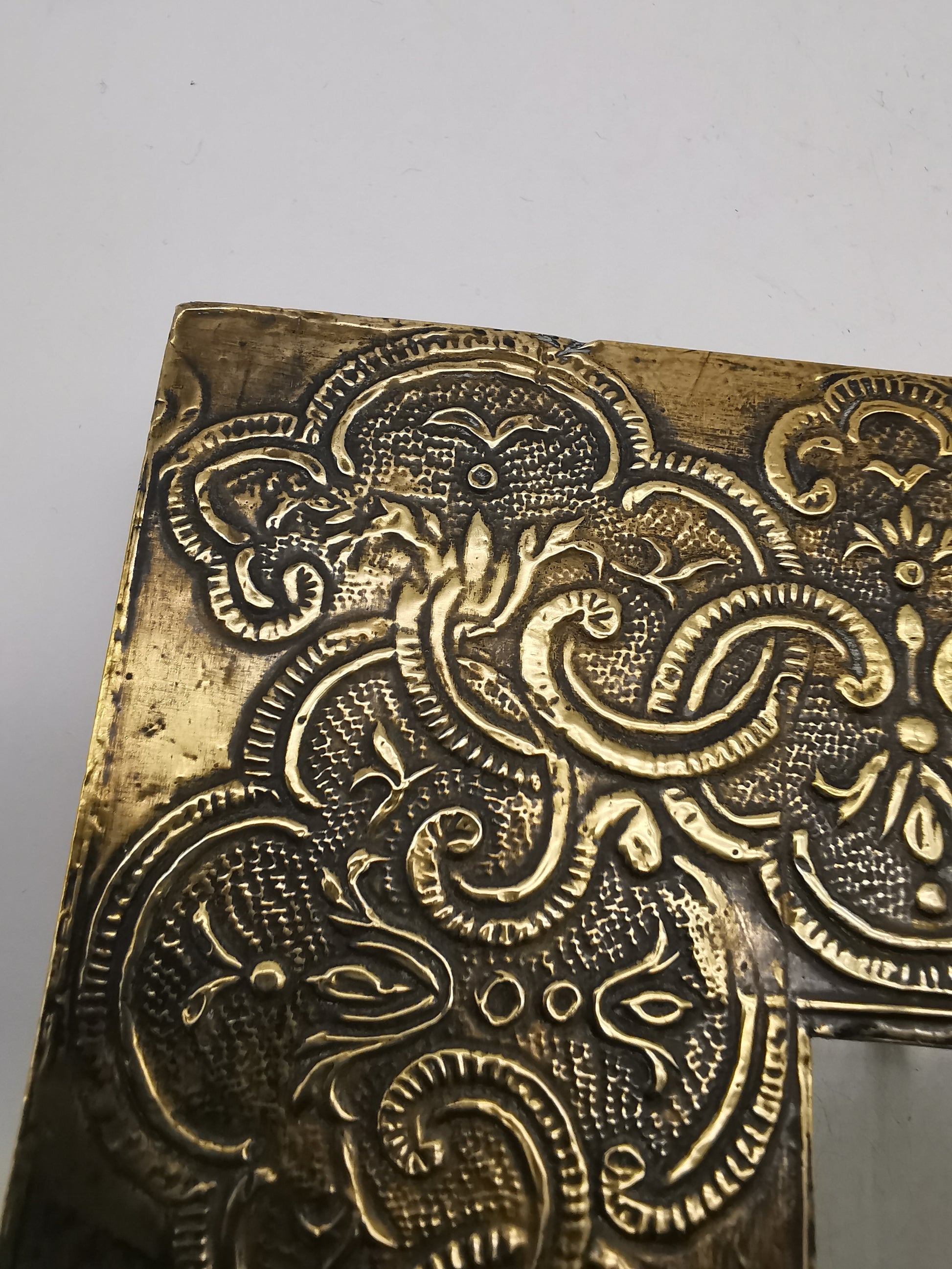 Embossed Brass on Wood Picture Frame