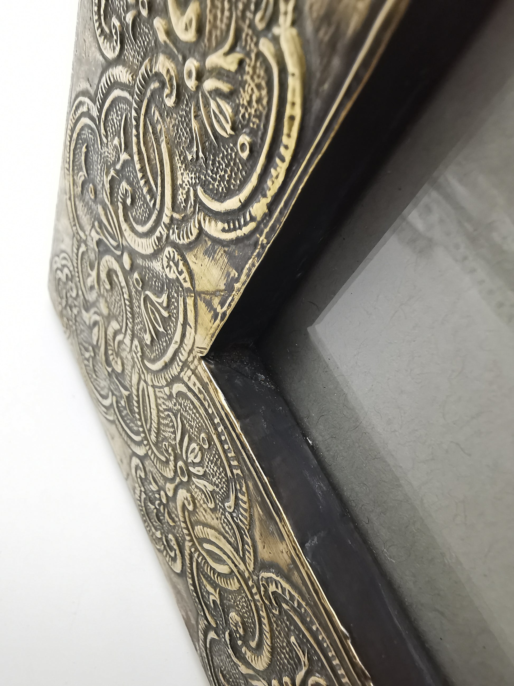 Embossed Brass on Wood Picture Frame