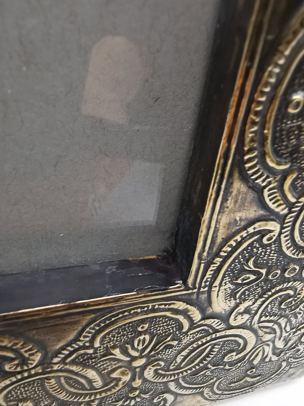 Embossed Brass on Wood Picture Frame