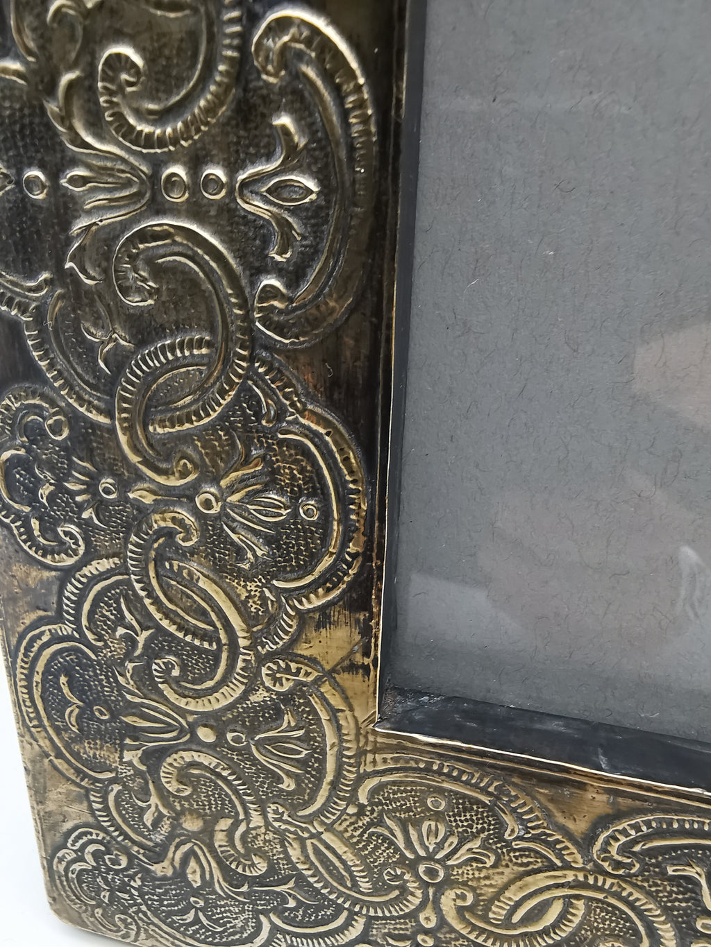 Embossed Brass on Wood Picture Frame
