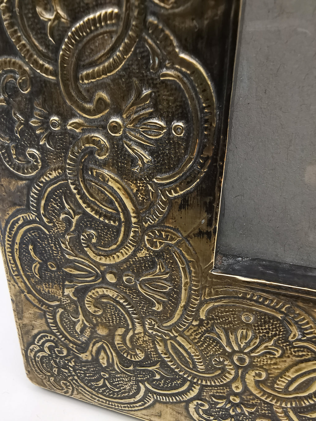 Embossed Brass on Wood Picture Frame