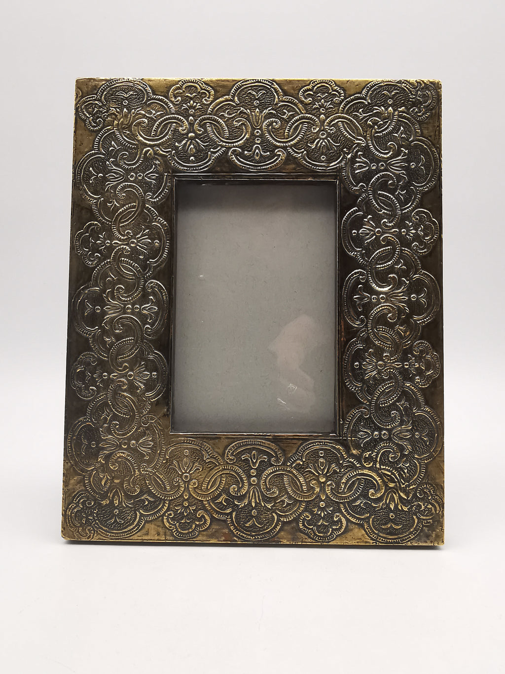 Embossed Brass on Wood Picture Frame