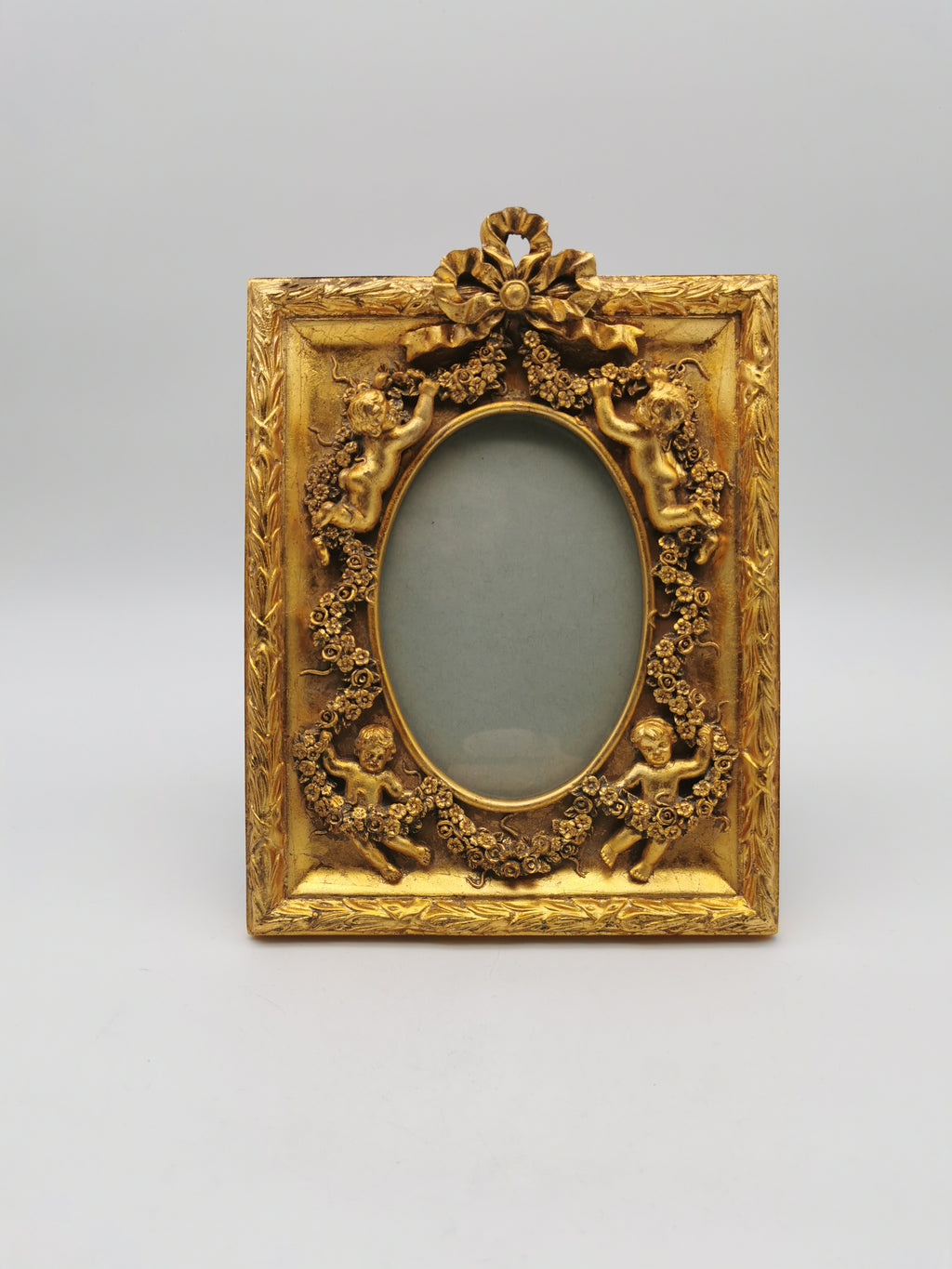 Gilded Cherub Floral Decor Frame in Rococo Style