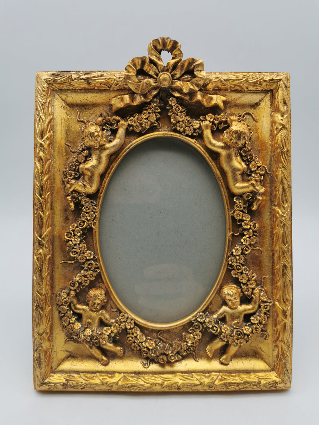 Gilded Cherub Floral Decor Frame in Rococo Style
