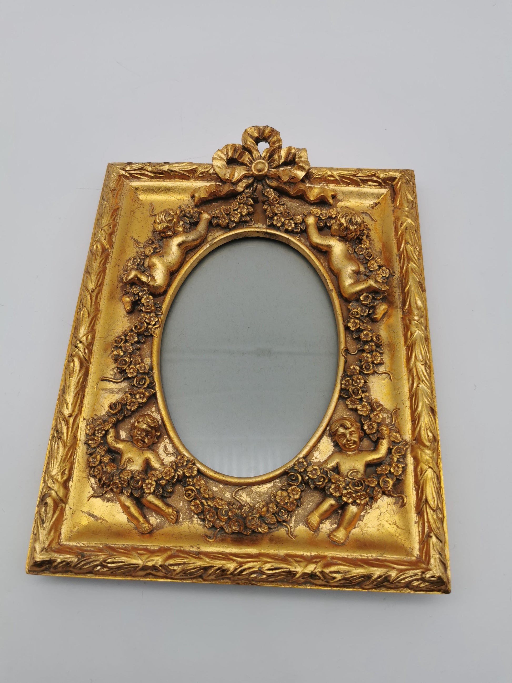 Gilded Cherub Floral Decor Frame in Rococo Style