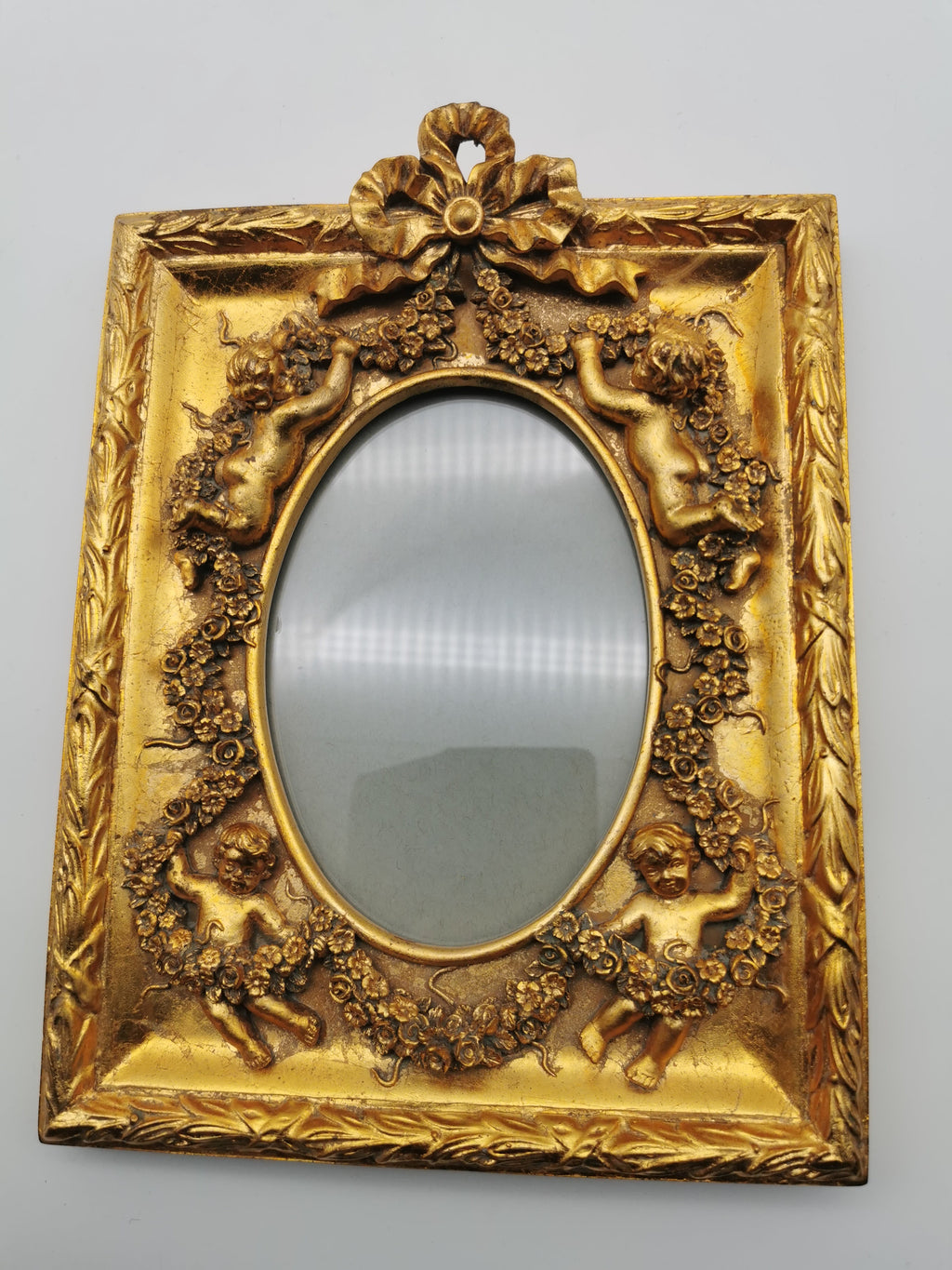 Gilded Cherub Floral Decor Frame in Rococo Style