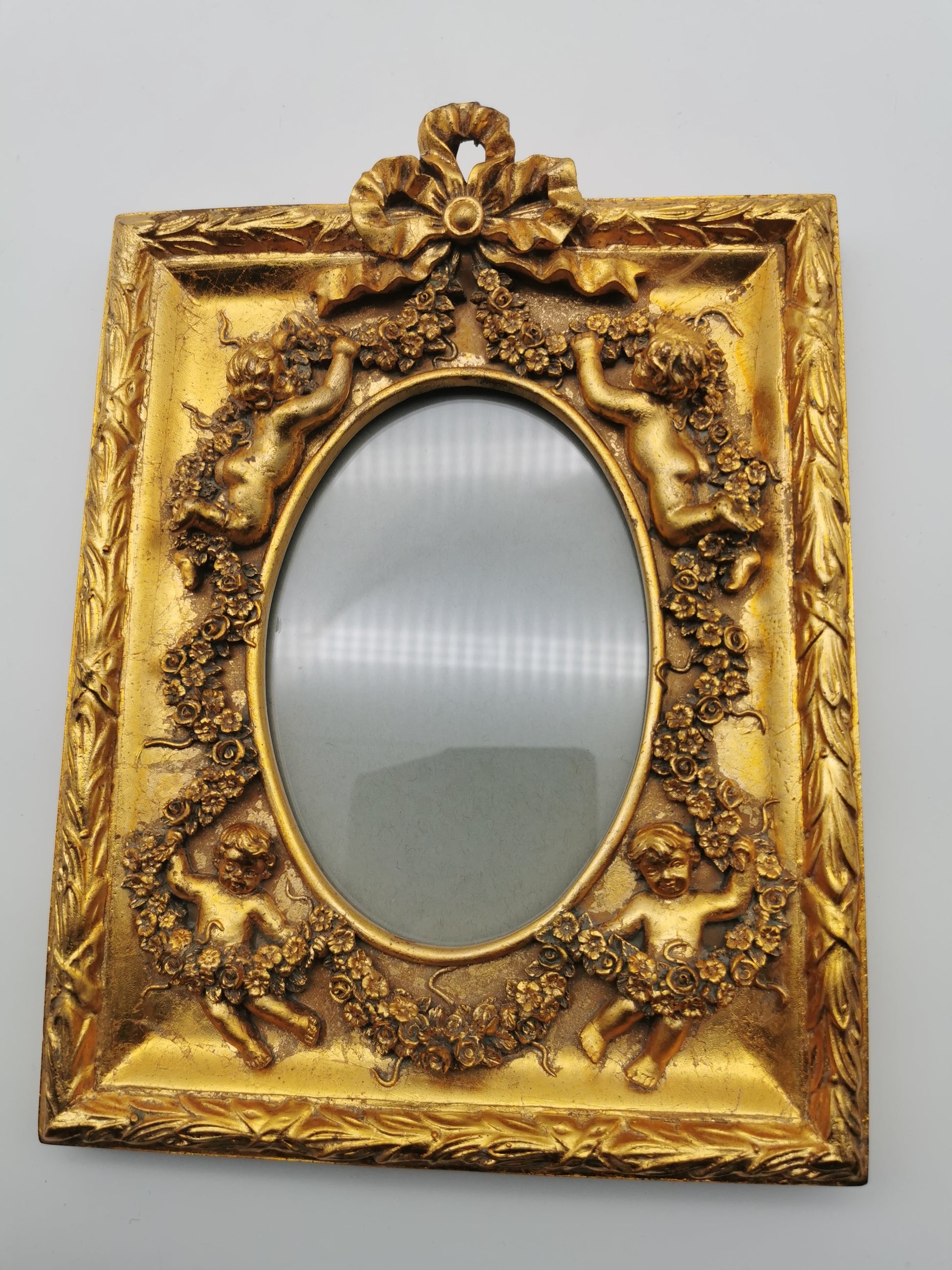 Gilded Cherub Floral Decor Frame in Rococo Style