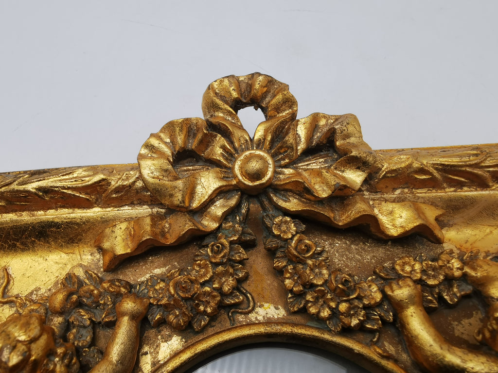 Gilded Cherub Floral Decor Frame in Rococo Style