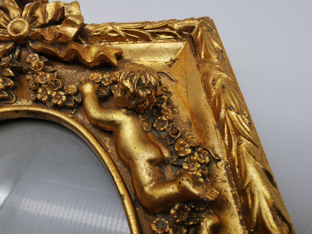 Gilded Cherub Floral Decor Frame in Rococo Style