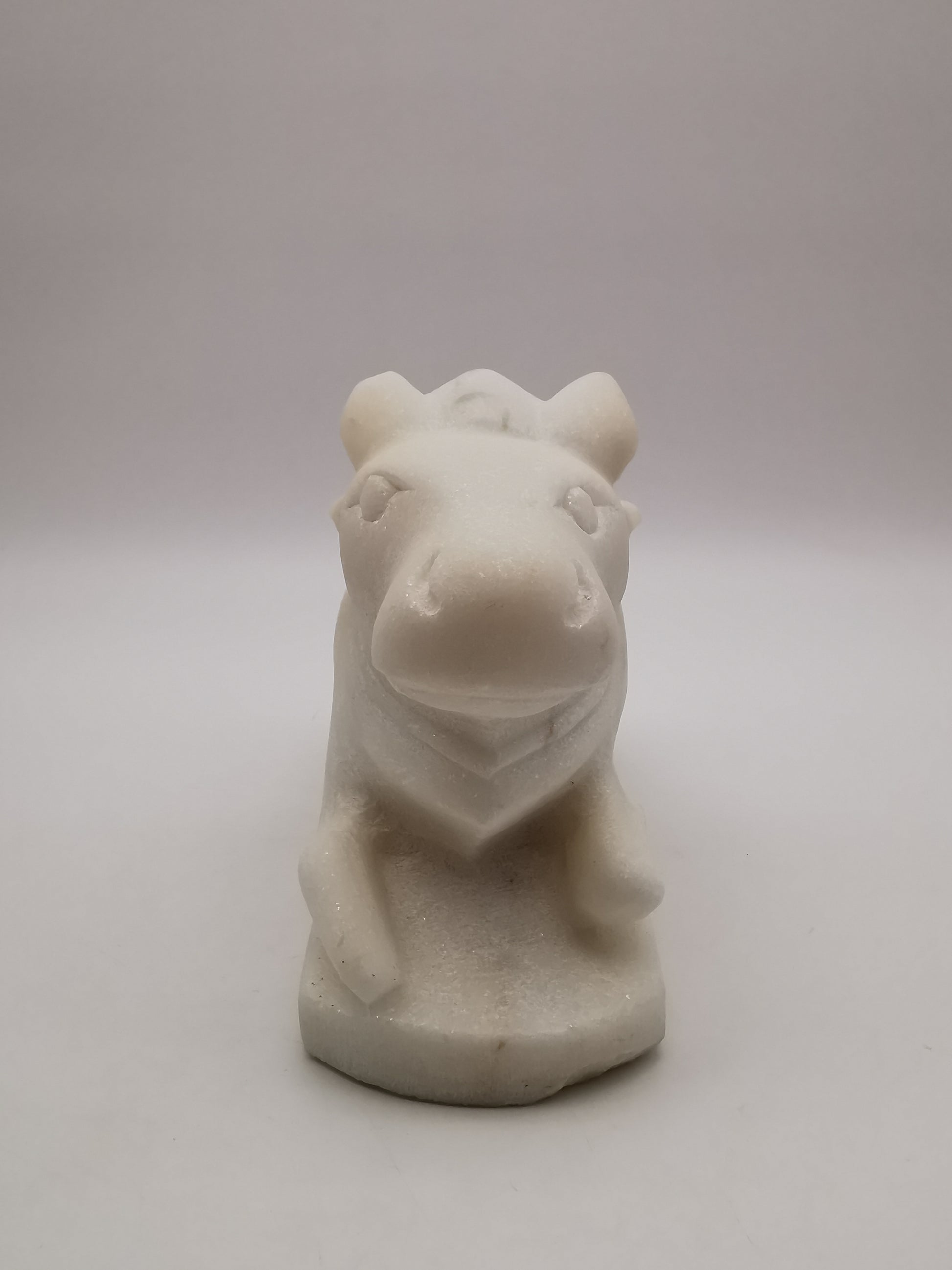 Heavy 3.9kg Vintage White Alabaster Shiva's Nandi Bull Statue - Sacred Cow