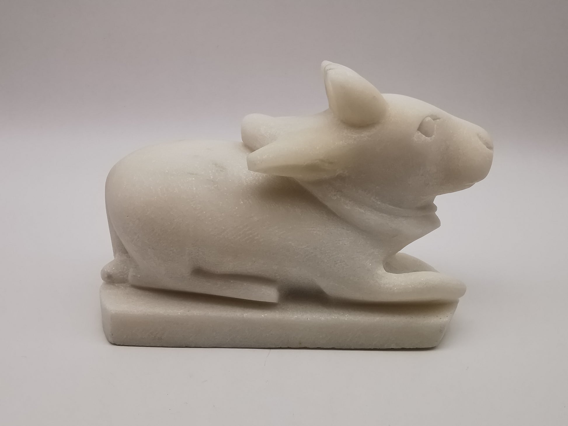 Heavy 3.9kg Vintage White Alabaster Shiva's Nandi Bull Statue - Sacred Cow