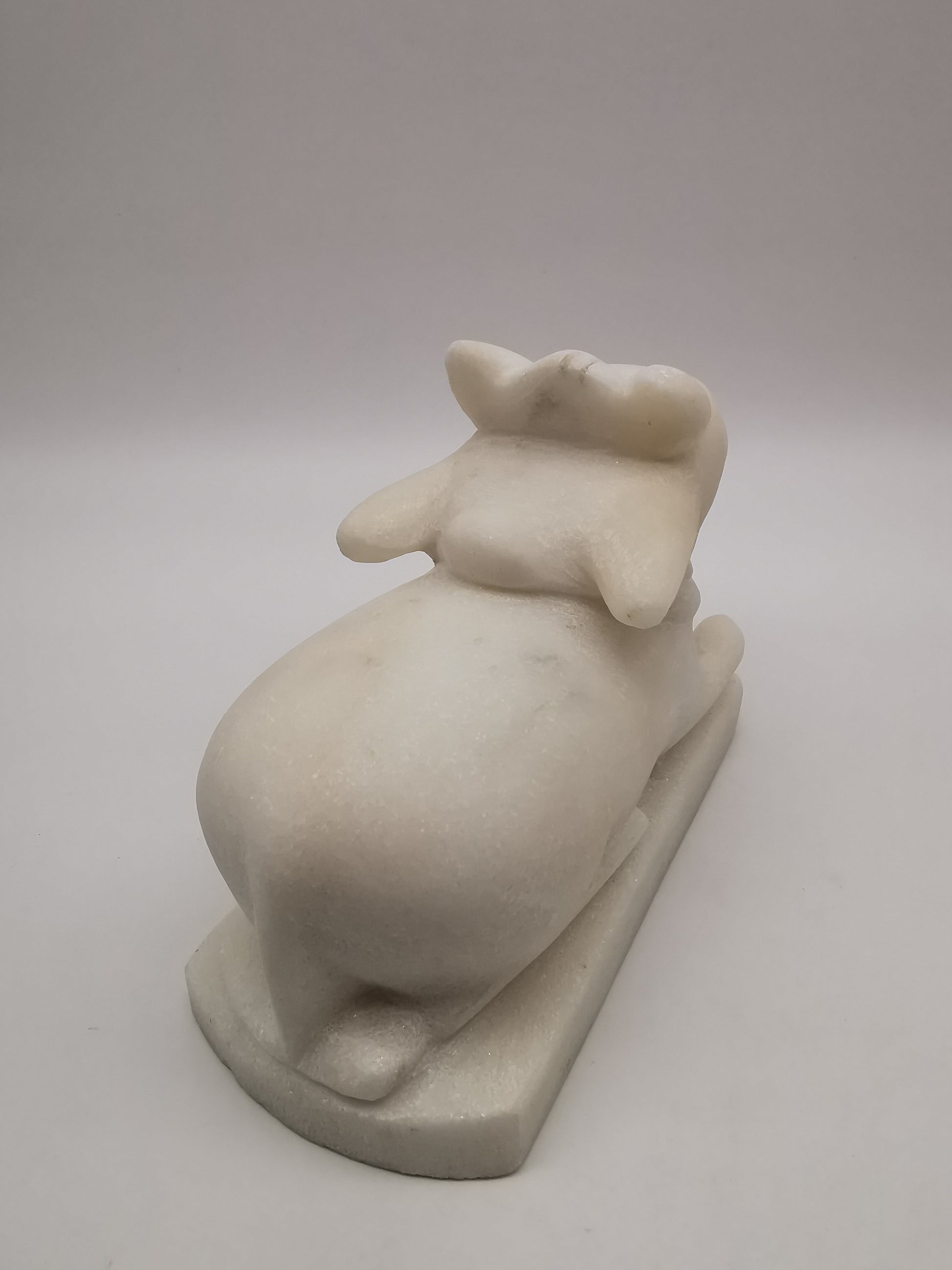 Heavy 3.9kg Vintage White Alabaster Shiva's Nandi Bull Statue - Sacred Cow