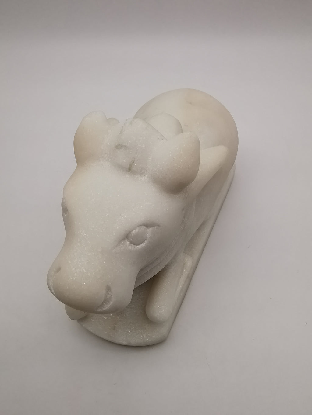 Heavy 3.9kg Vintage White Alabaster Shiva's Nandi Bull Statue - Sacred Cow