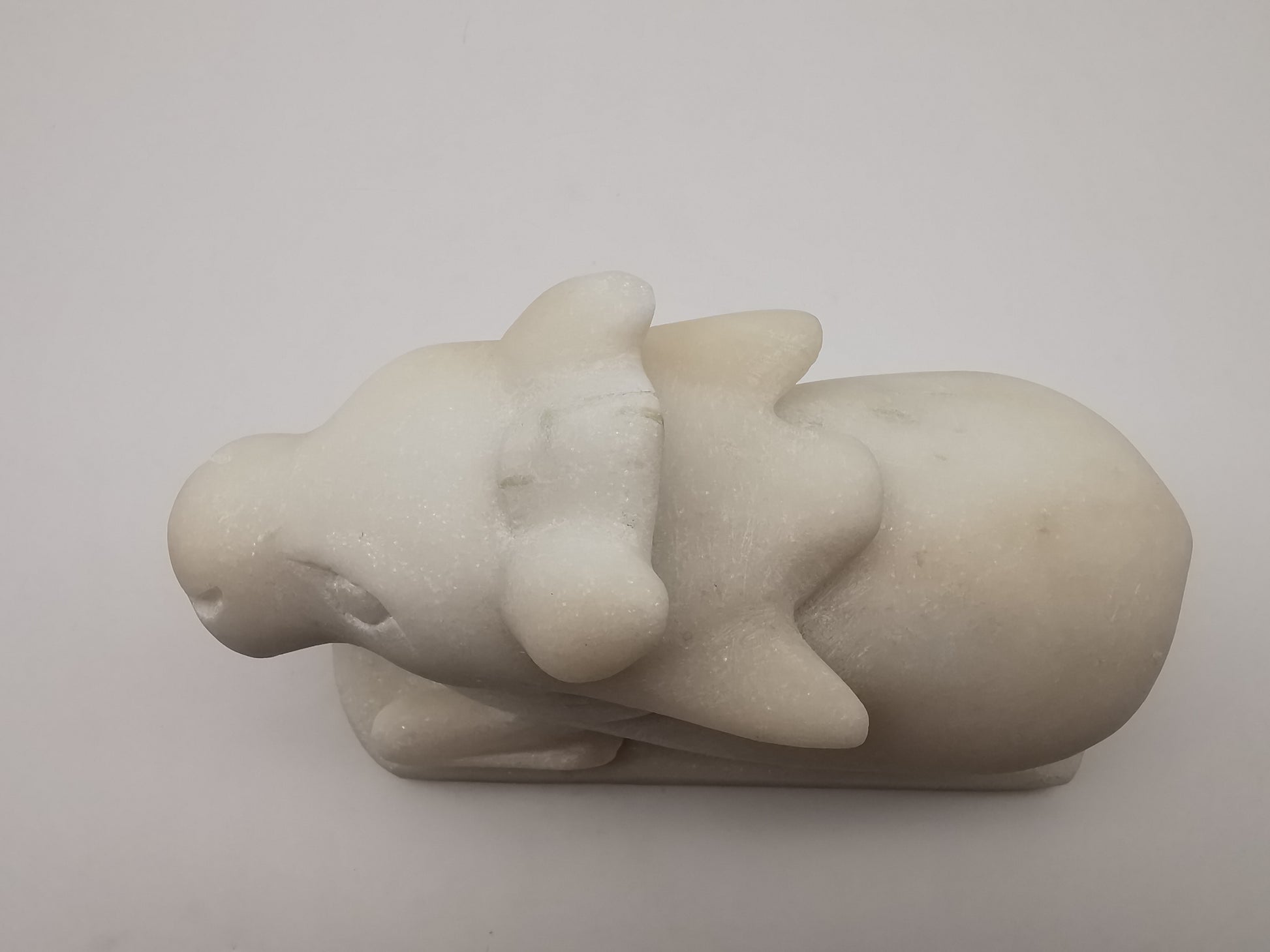 Heavy 3.9kg Vintage White Alabaster Shiva's Nandi Bull Statue - Sacred Cow