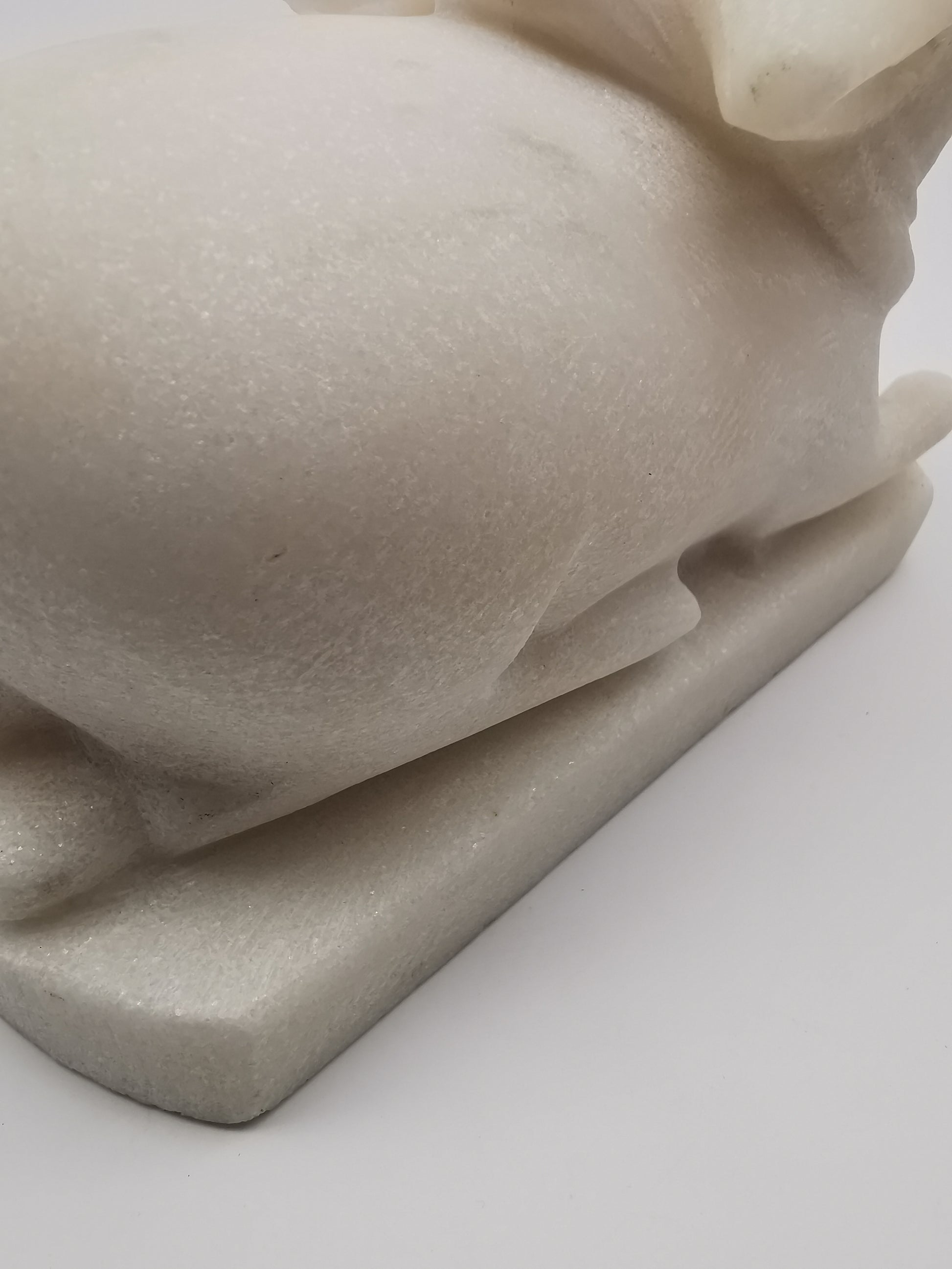 Heavy 3.9kg Vintage White Alabaster Shiva's Nandi Bull Statue - Sacred Cow