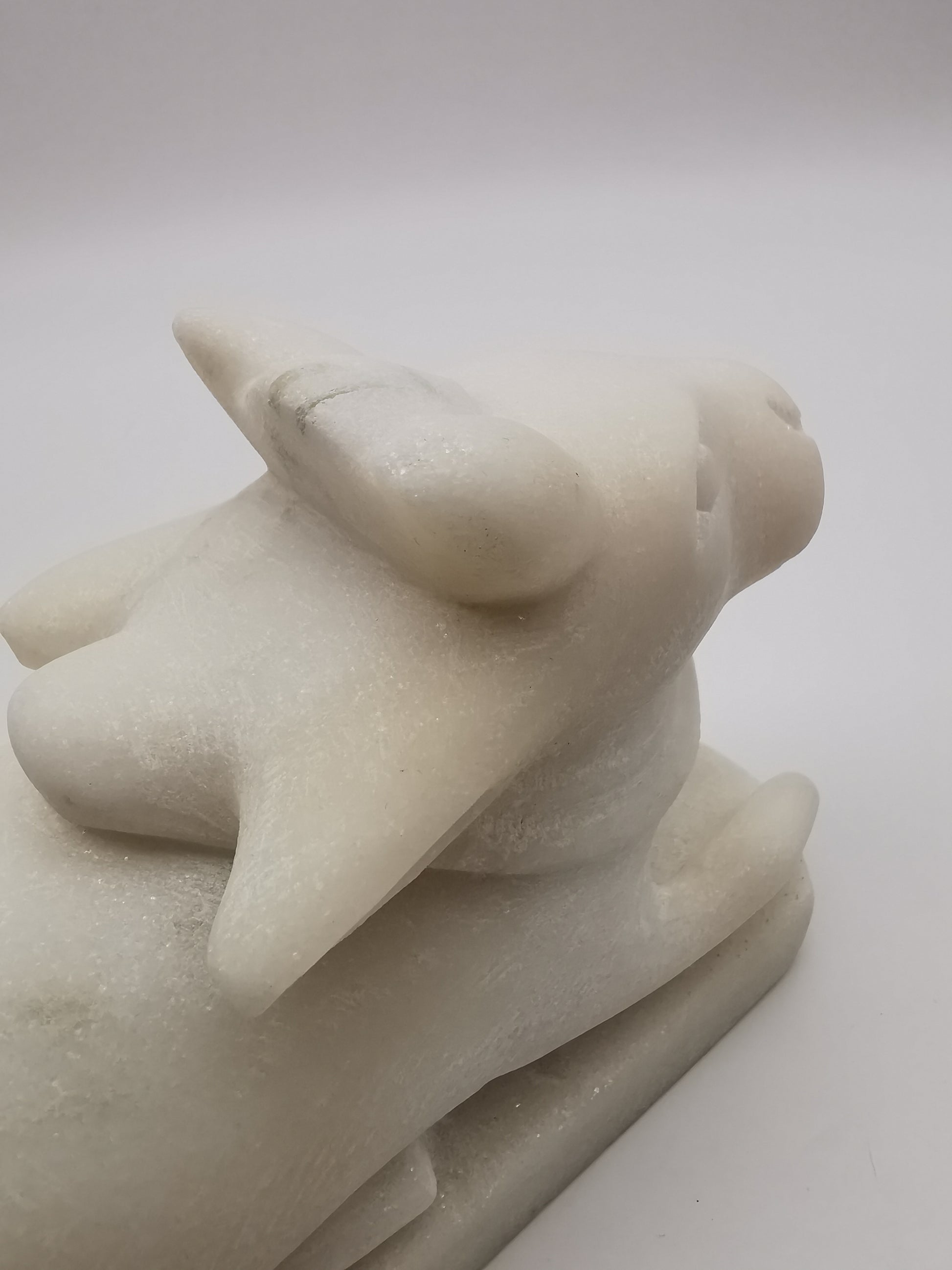 Heavy 3.9kg Vintage White Alabaster Shiva's Nandi Bull Statue - Sacred Cow