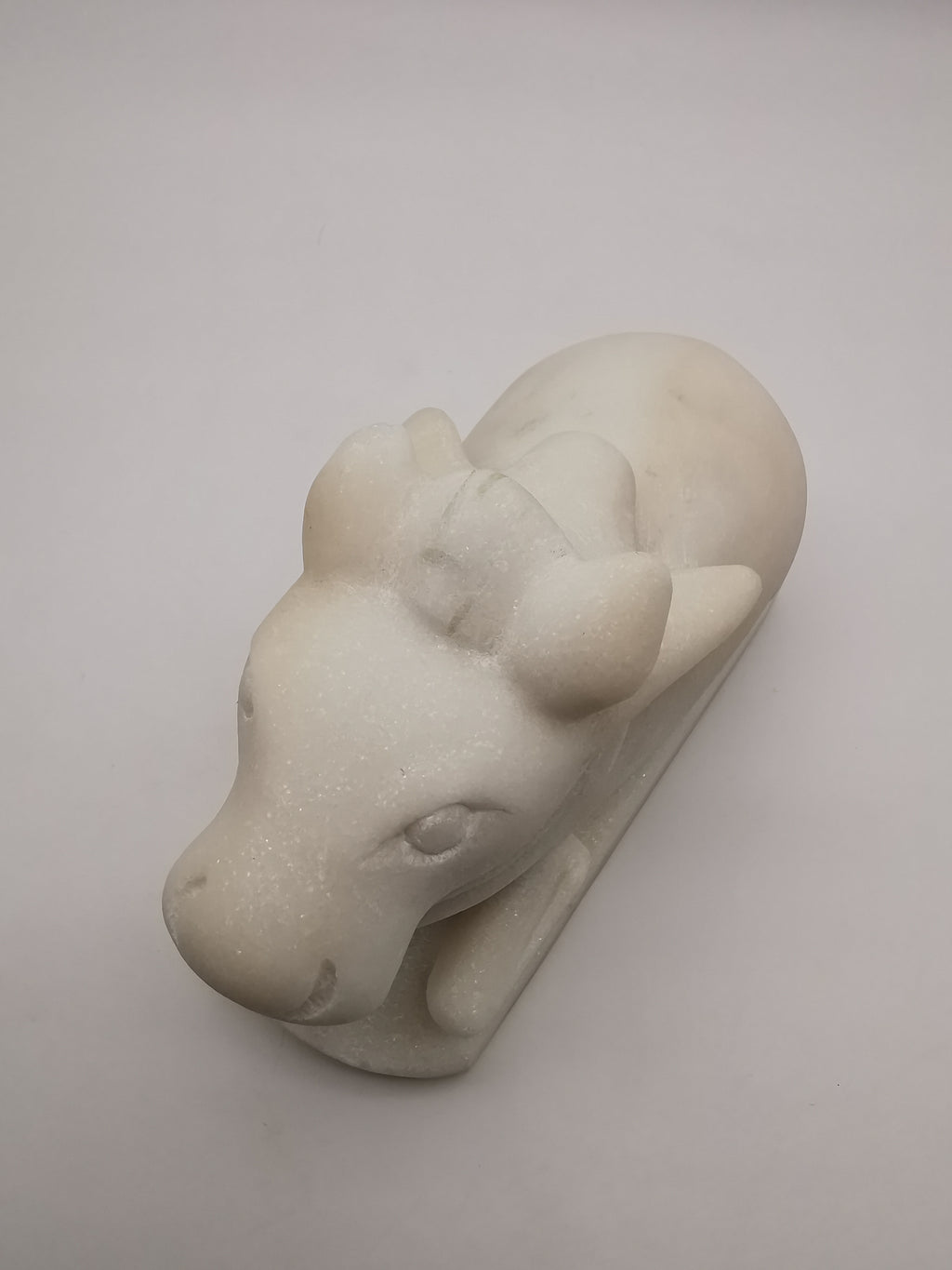 Heavy 3.9kg Vintage White Alabaster Shiva's Nandi Bull Statue - Sacred Cow