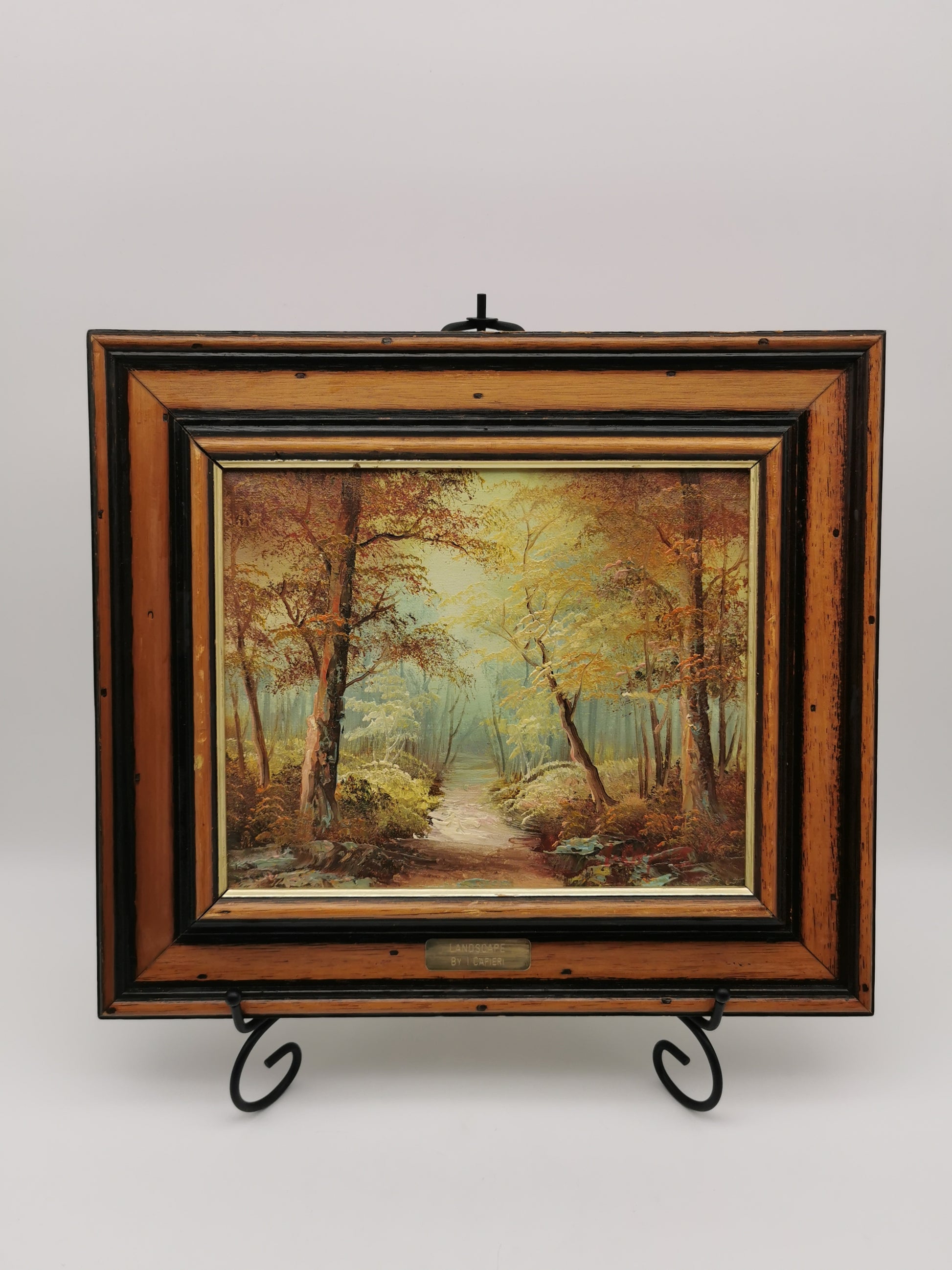 Vintage Irene Cafieri Signed Original Oil Painting –  Autumn Woodland Landscape