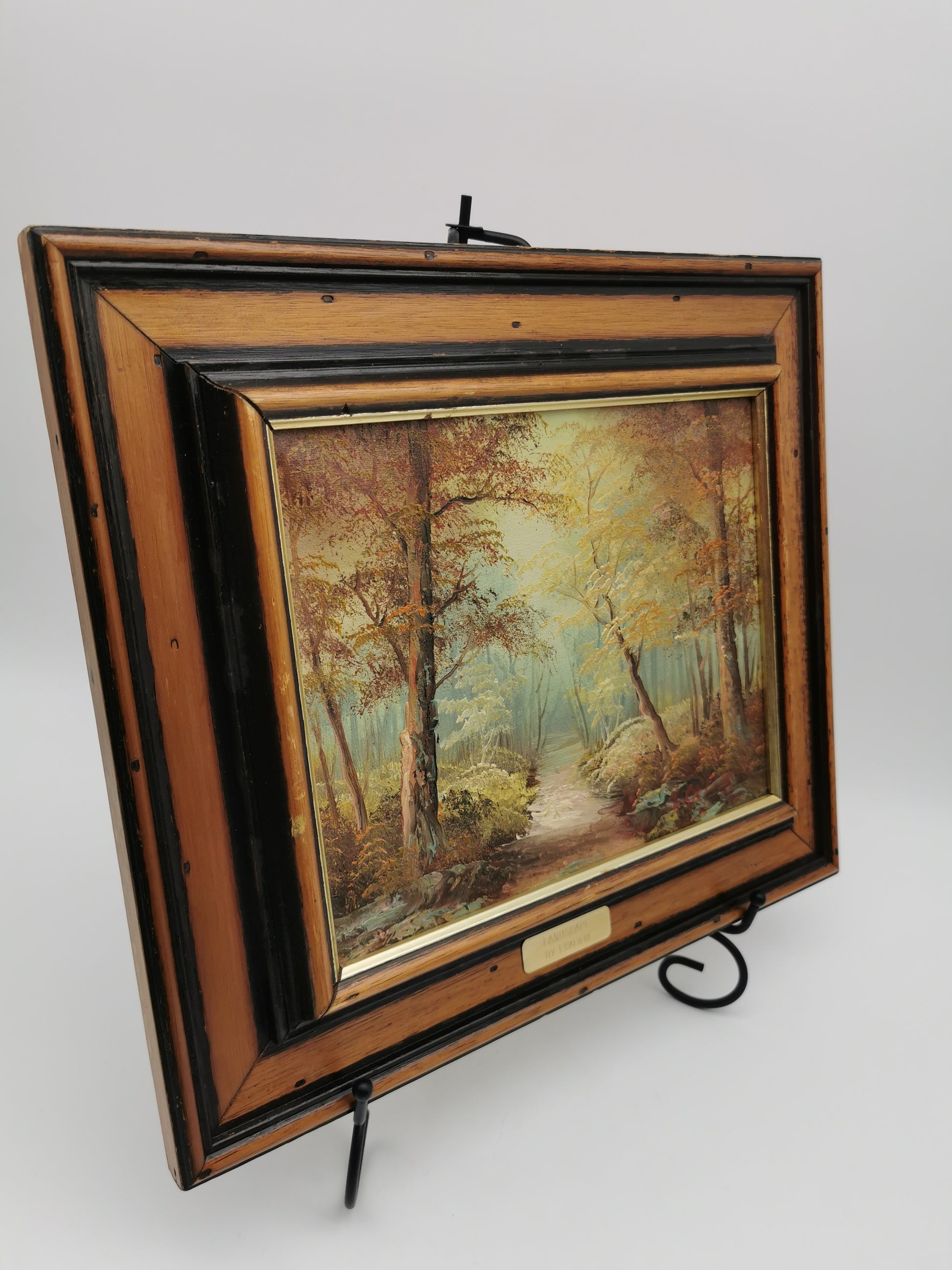 Vintage Irene Cafieri Signed Original Oil Painting –  Autumn Woodland Landscape