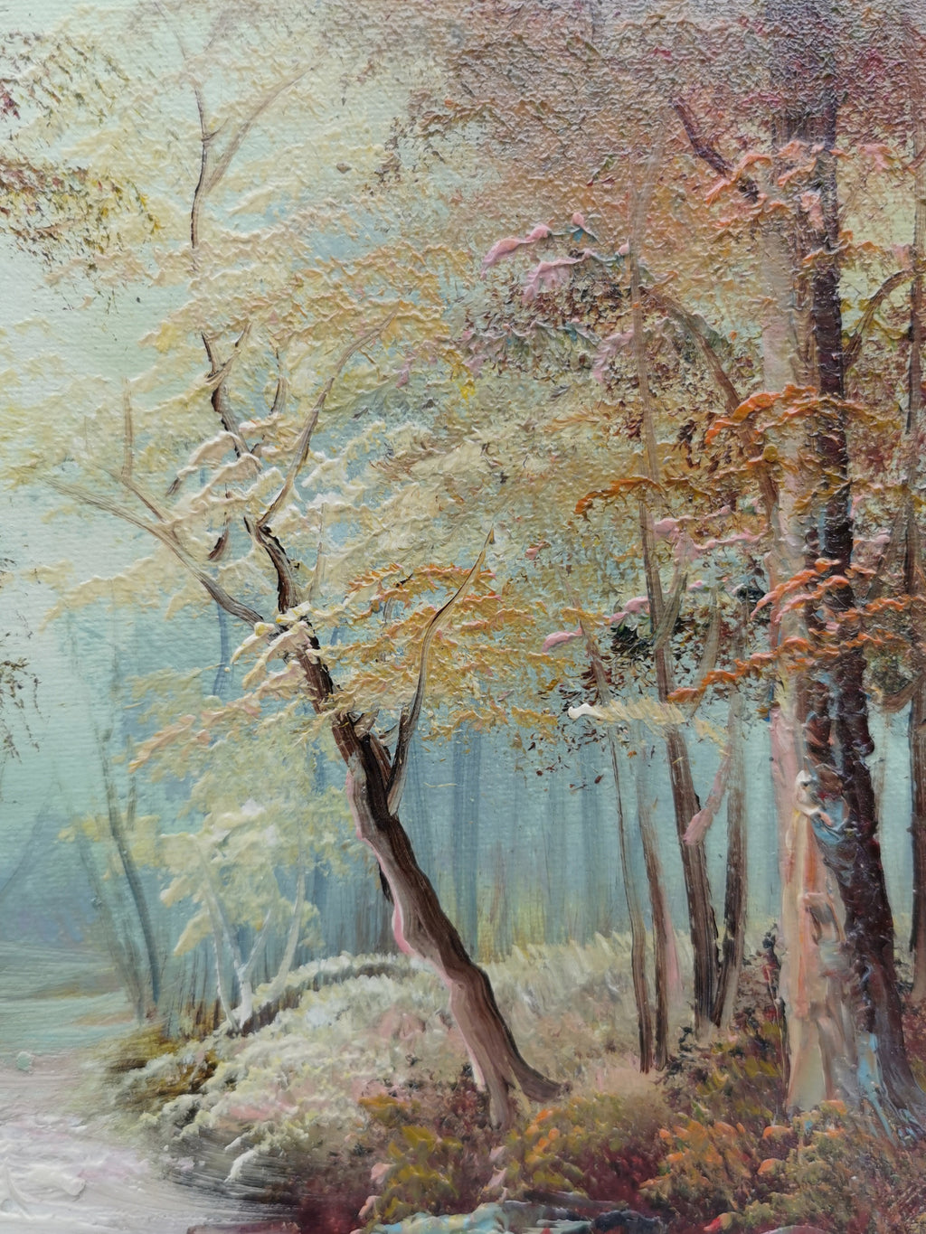 Vintage Irene Cafieri Signed Original Oil Painting –  Autumn Woodland Landscape