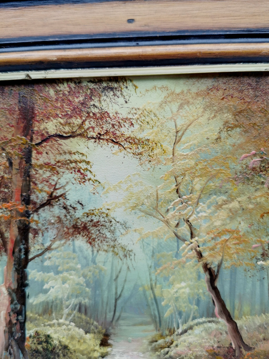 Vintage Irene Cafieri Signed Original Oil Painting –  Autumn Woodland Landscape