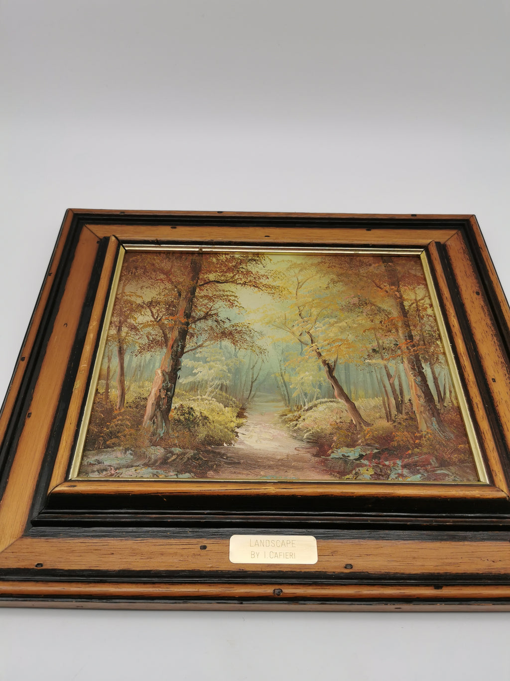 Vintage Irene Cafieri Signed Original Oil Painting –  Autumn Woodland Landscape