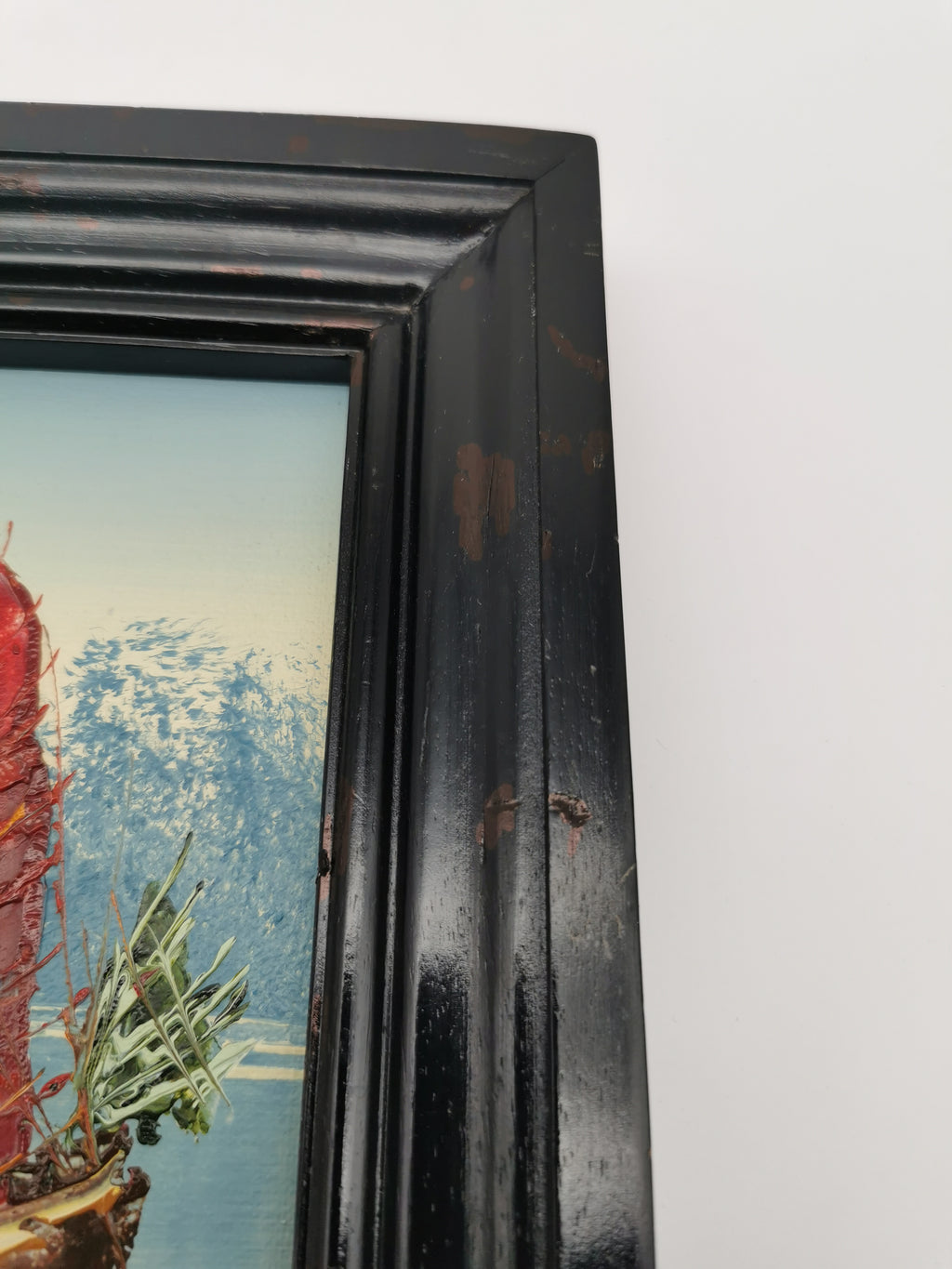 Vintage Mid-Century Chinese Junk Boats Oil Painting by Jang Ping