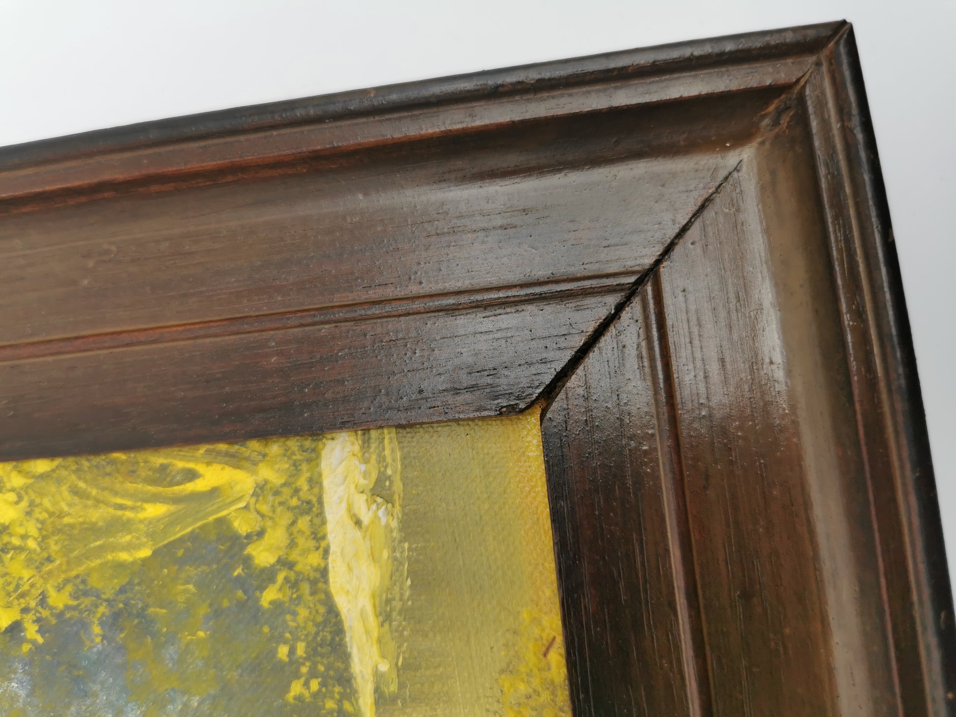 Vintage Original Oil Painting Forest and cabin landscape scene