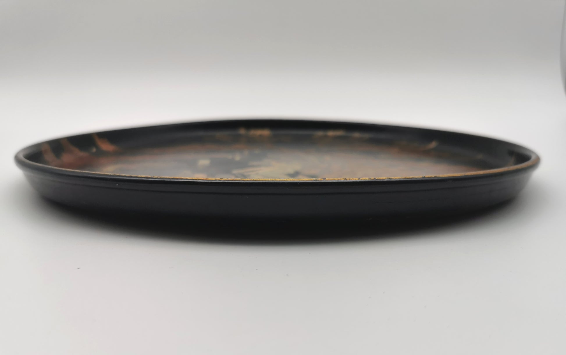 Antique Late Meiji Period Lacquerware Tray - Maki-e Gold Landscape