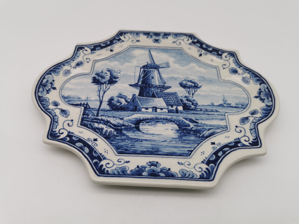 Vintage OWP Delfts Blue Windmill Wall Plaque – Limited Edition Dutch Ceramic Platter