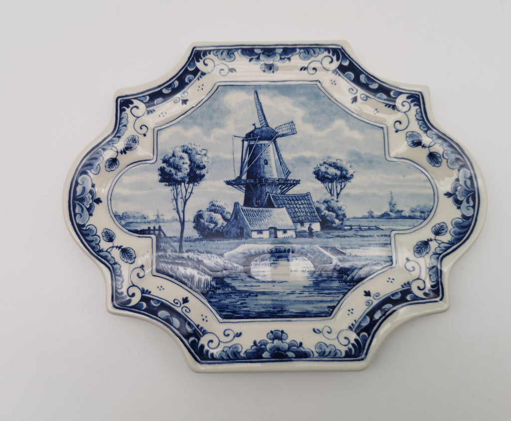 Vintage OWP Delfts Blue Windmill Wall Plaque – Limited Edition Dutch Ceramic Platter