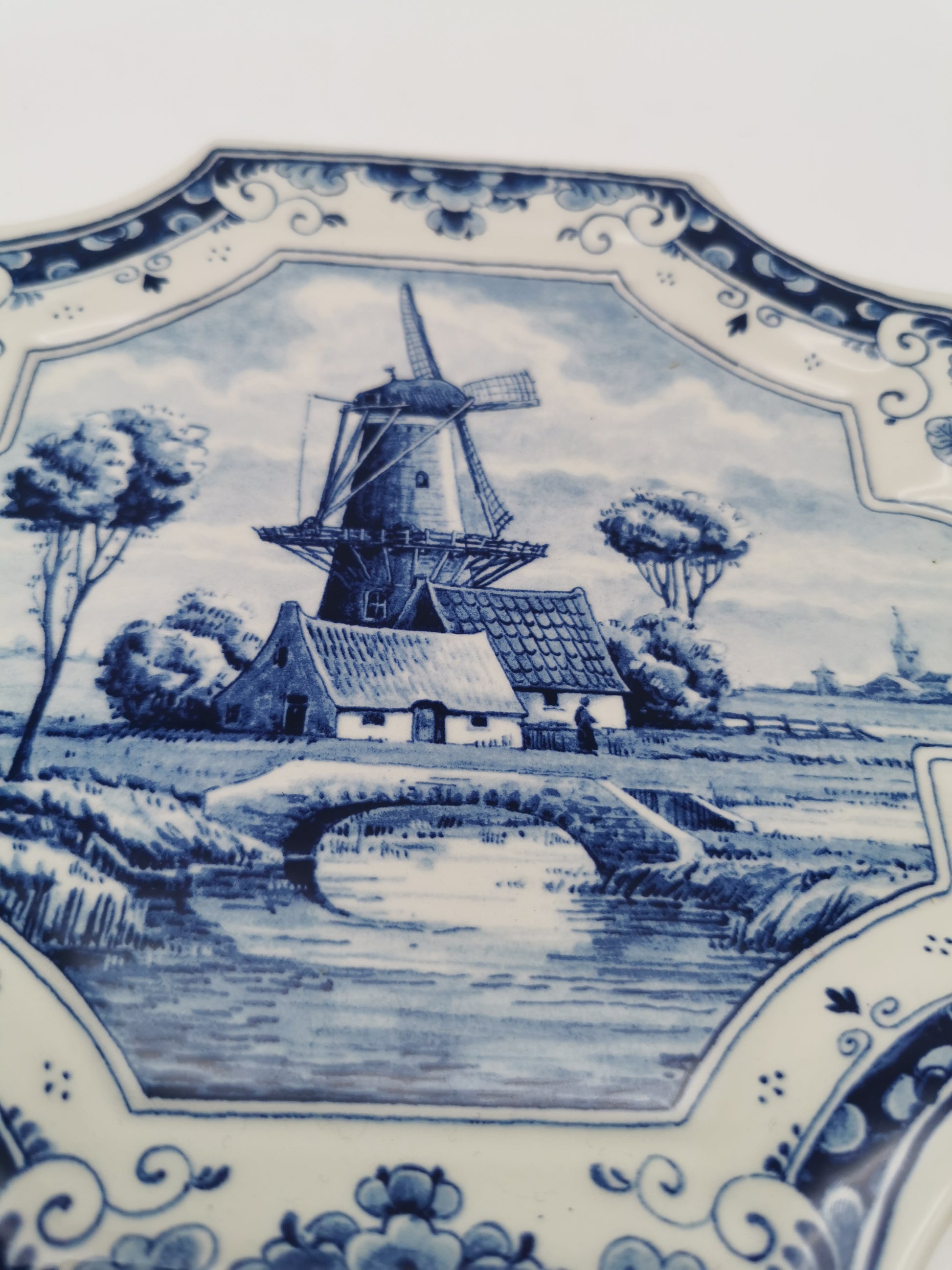 Vintage OWP Delfts Blue Windmill Wall Plaque – Limited Edition Dutch Ceramic Platter
